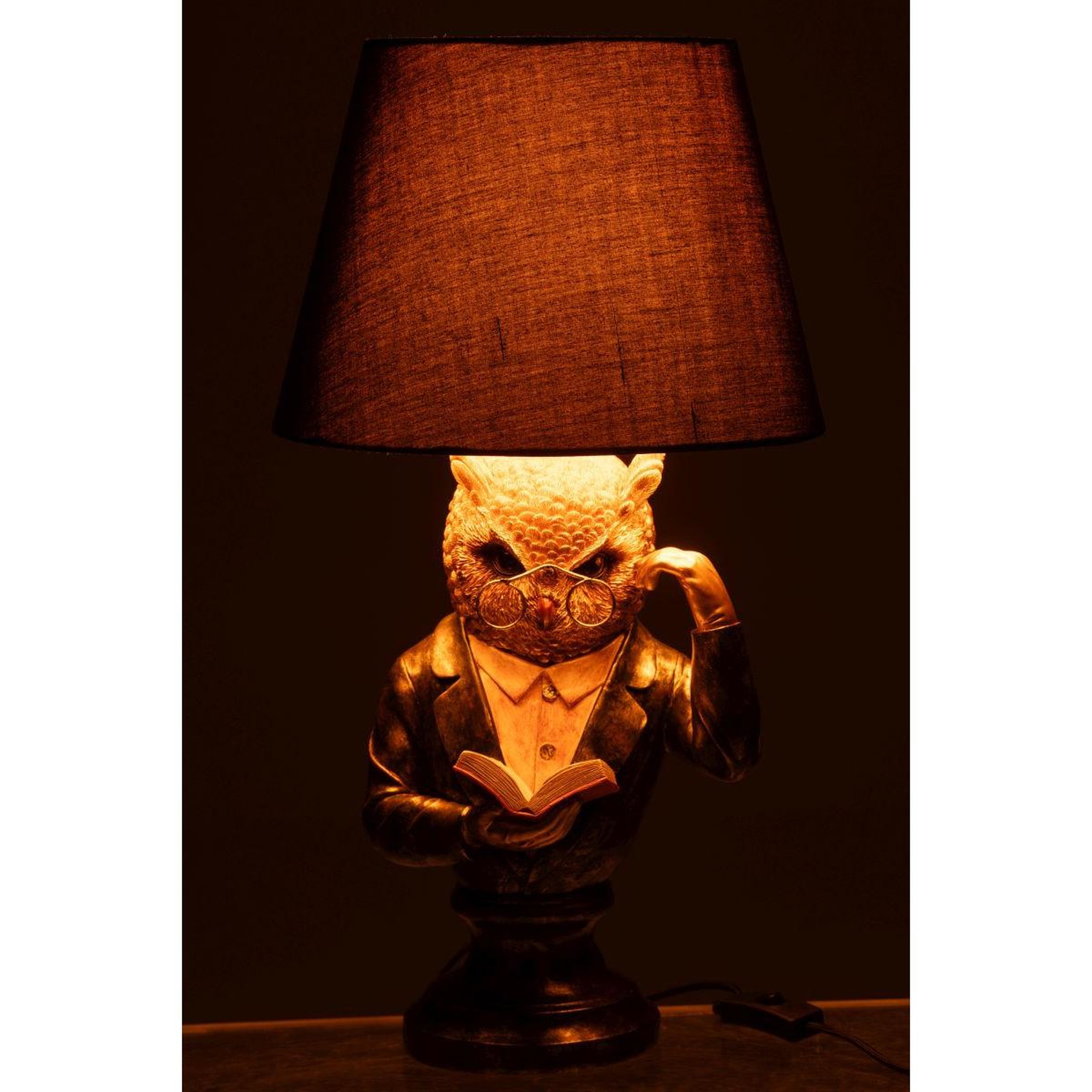 Voir la diapositive 3 : J-LINE Lampe à poser hibou  lecture  55cm multicolore