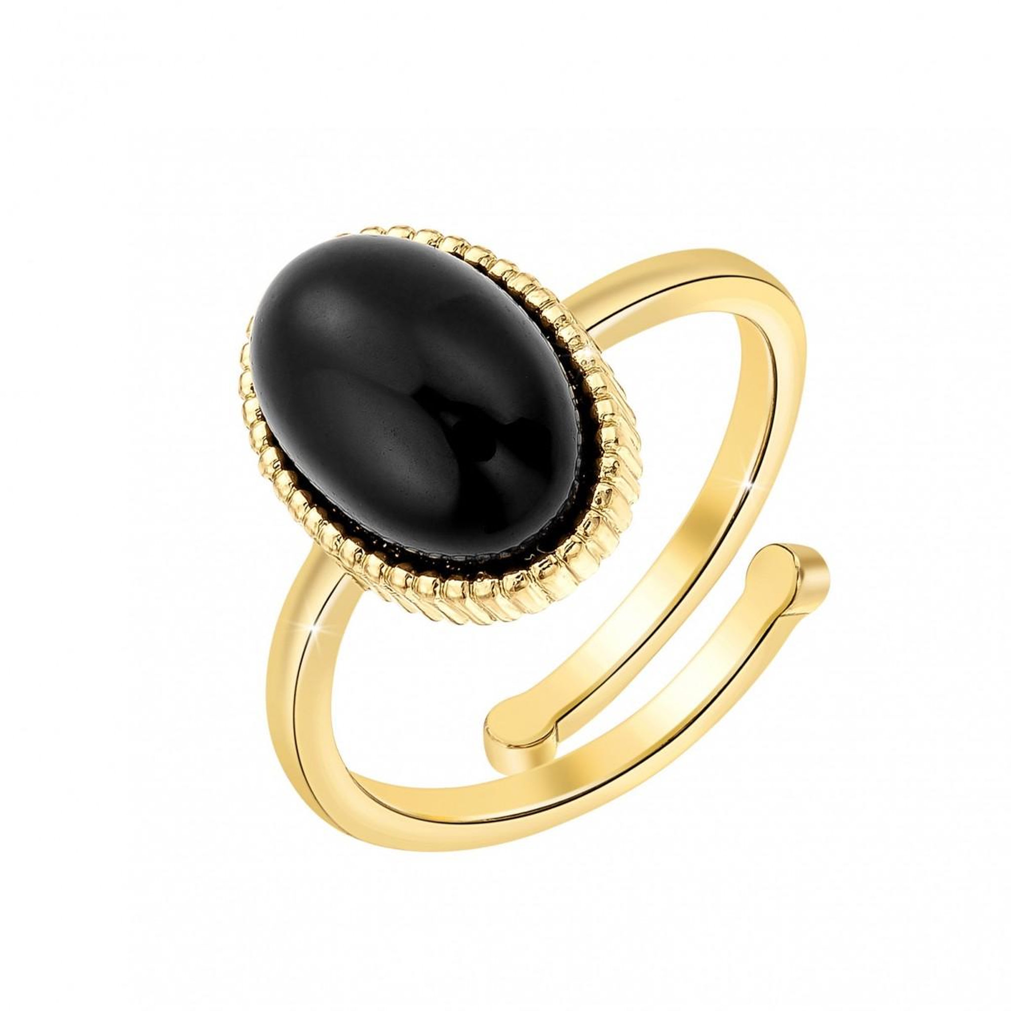 SC BOHEME Bague ajustable SC Bohème ornée d'un onyx noir. Coloris disponibles : Rose, Blanc, Noir, Bleu, Rouge