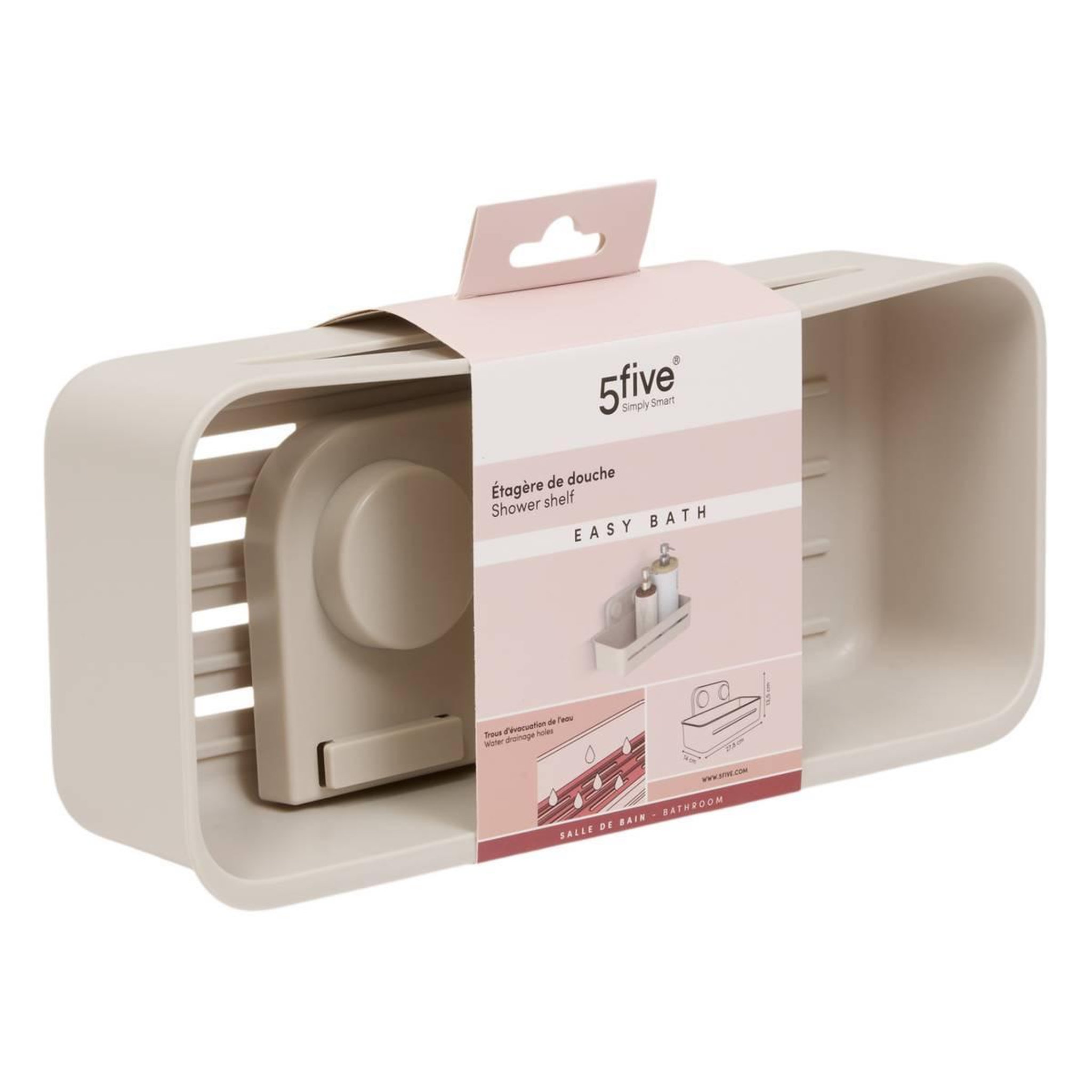 Voir la diapositive 5 : FIVE Étagère de douche  easy bath  27cm beige