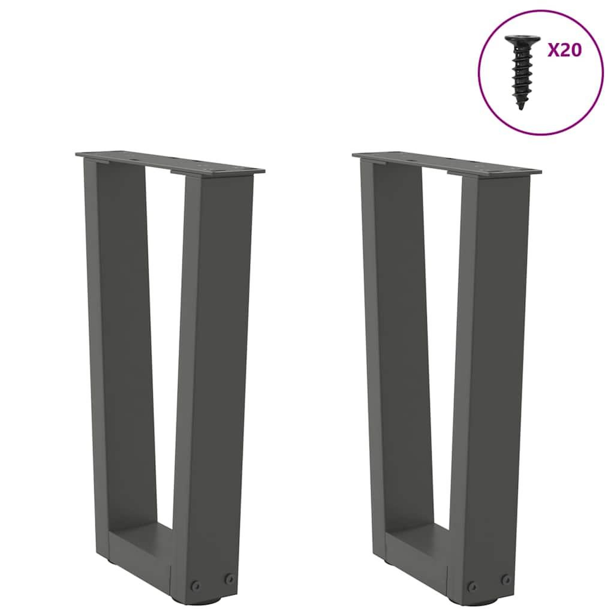 Voir la diapositive 3 : VIDAXL Pieds de table a manger en forme de V 2 pcs anthracite acier