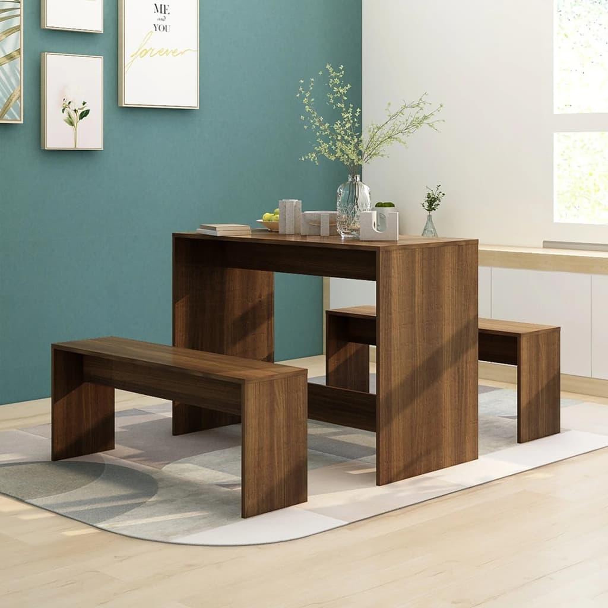 Voir la diapositive 1 : VIDAXL Ensemble a manger 3 pcs Chene marron Bois d'ingenierie