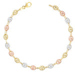 L'ATELIER D'AZUR Bracelet 3 Ors - Tricolore Jaune Blanc Rose - Grain de Café - Femme