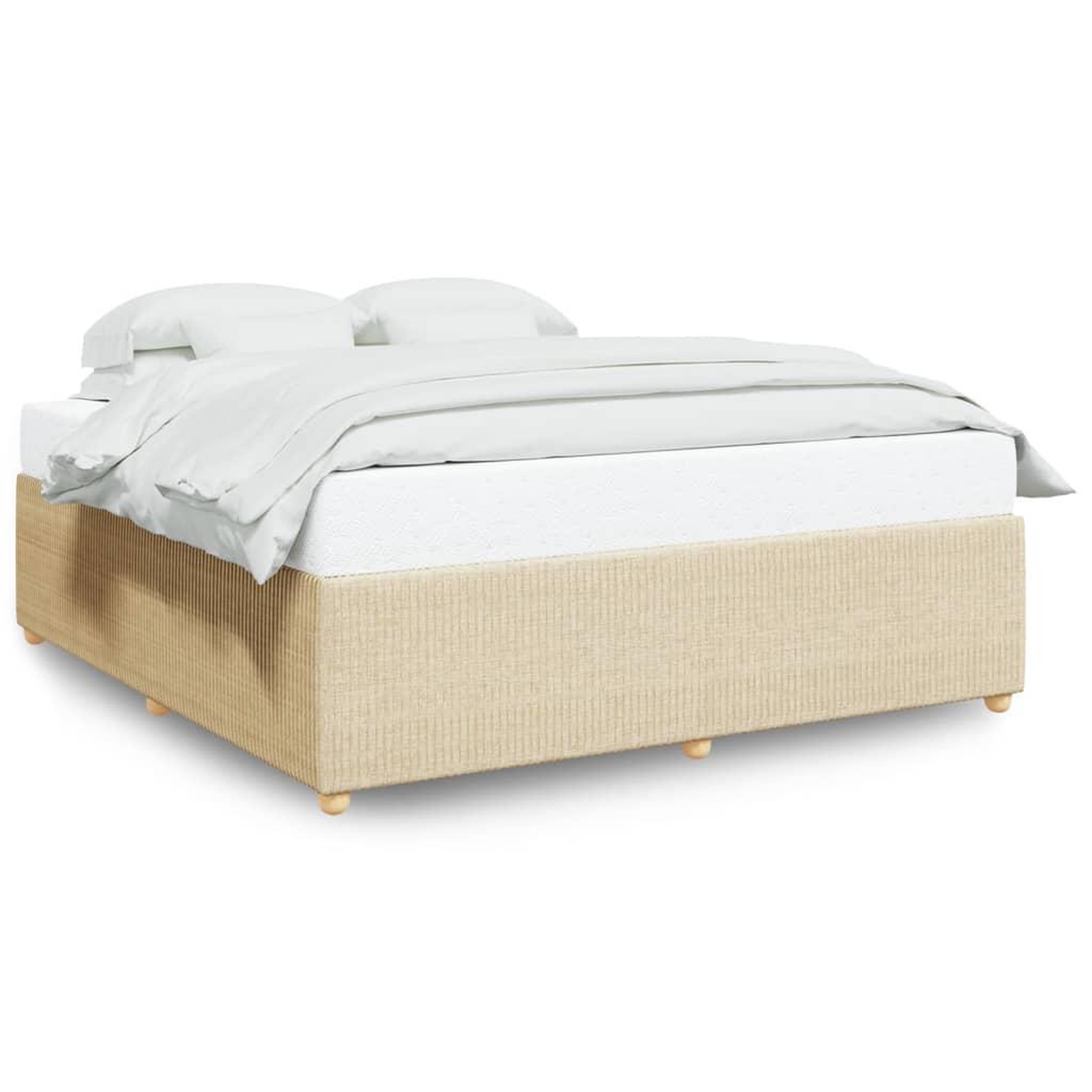 Voir la diapositive 2 : VIDAXL Cadre de lit sans matelas creme 200x200 cm tissu