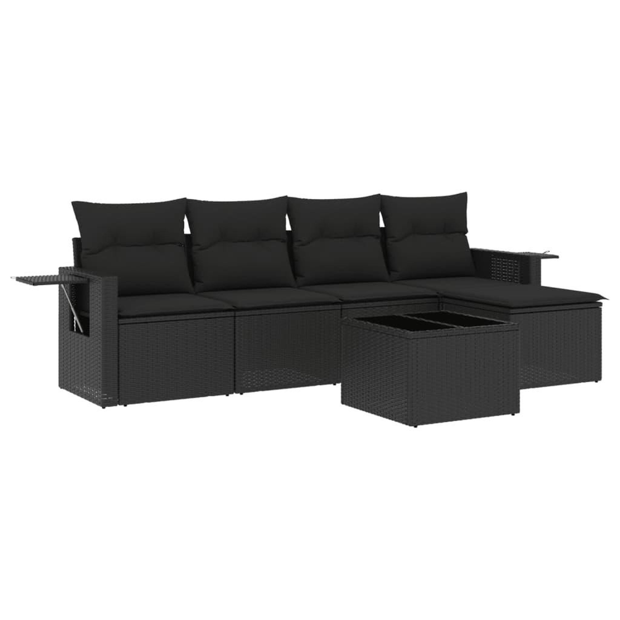 Voir la diapositive 2 : VIDAXL Salon de jardin 6 pcs avec coussins noir resine tressee