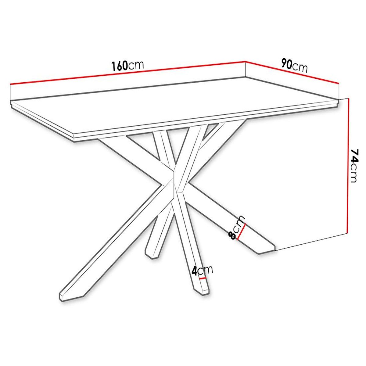 BEST MOBILIER Tom - table à manger - plateau effet marbre - pieds en métal - 4 à 6 personnes