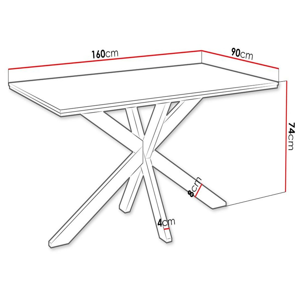 BEST MOBILIER Tom - table à manger - plateau effet marbre - pieds en métal - 4 à 6 personnes