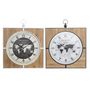 Voir la diapositive 1 : AAAAA Horloge Murale DKD Home Decor Noir Blanc Fer Vintage 60 x 4,5 x 60 cm Bois MDF Mappemonde (2 Unités)