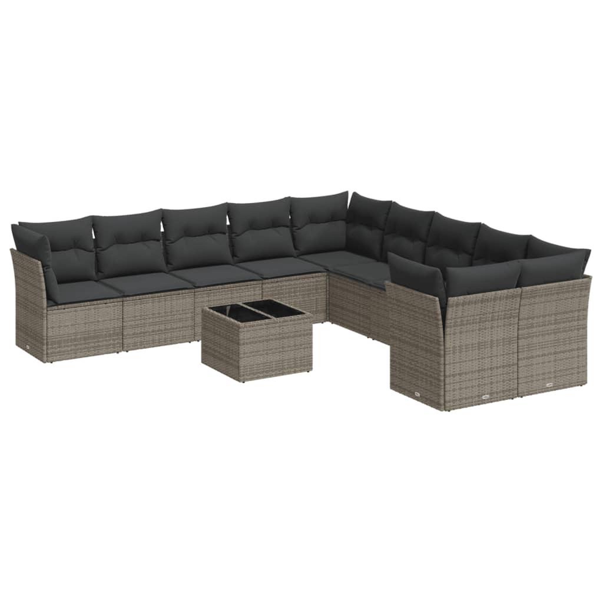 Voir la diapositive 2 : VIDAXL Salon de jardin 11 pcs avec coussins gris resine tressee