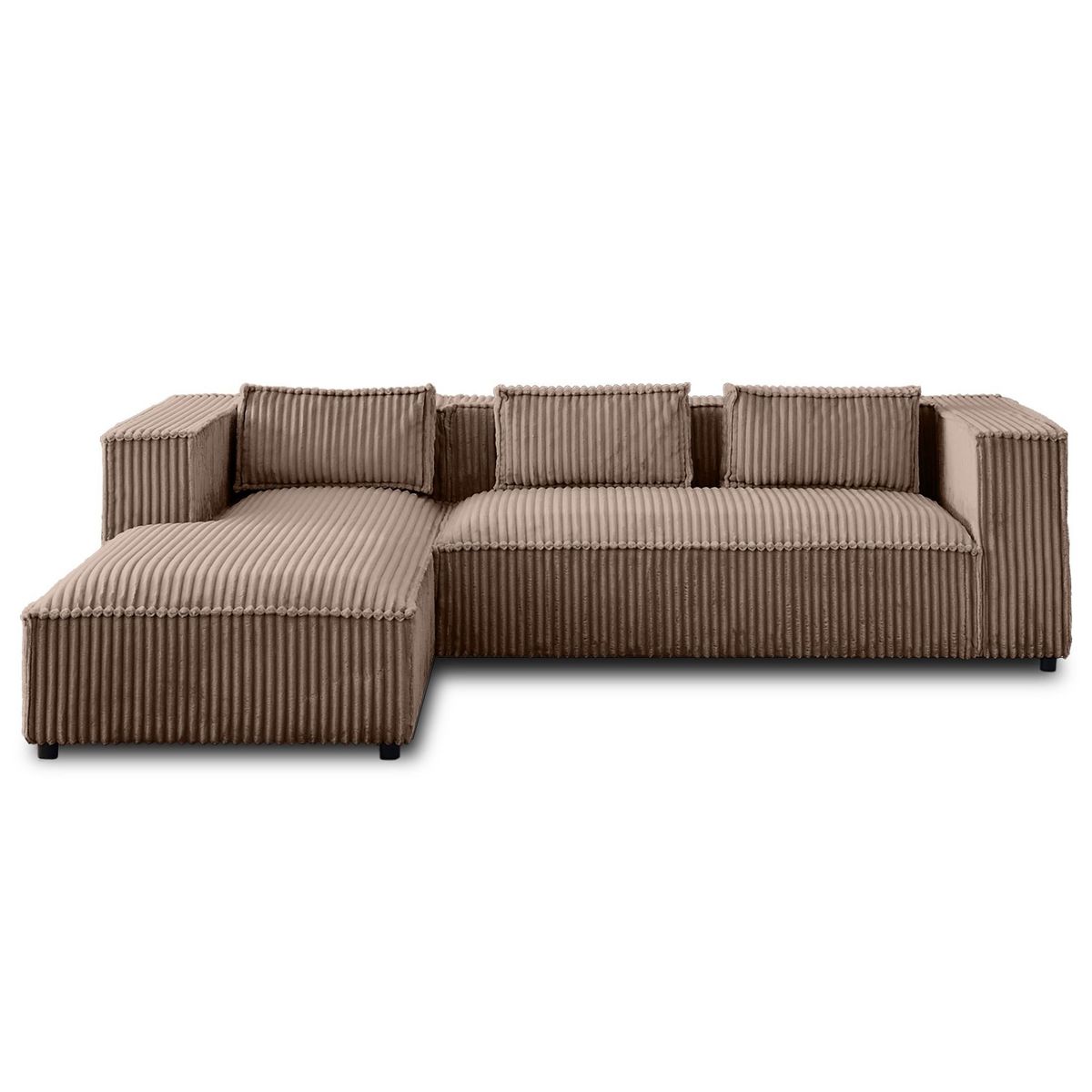 LISA DESIGN Stella - canapé d'angle gauche - 4 places - en velours côtelé grosses côtes
