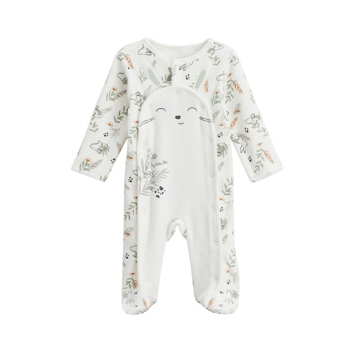 Petit Béguin Pyjama bébé en velours ouverture pont Frimousse