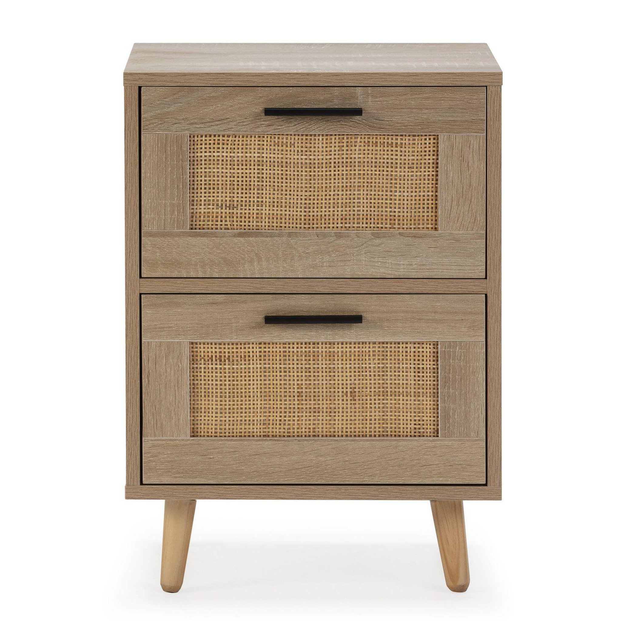 Voir la diapositive 2 : VS VENTA-STOCK Table de chevet Dalia 2 tiroirs couleur chêne, 40 x 34 x 57 cm