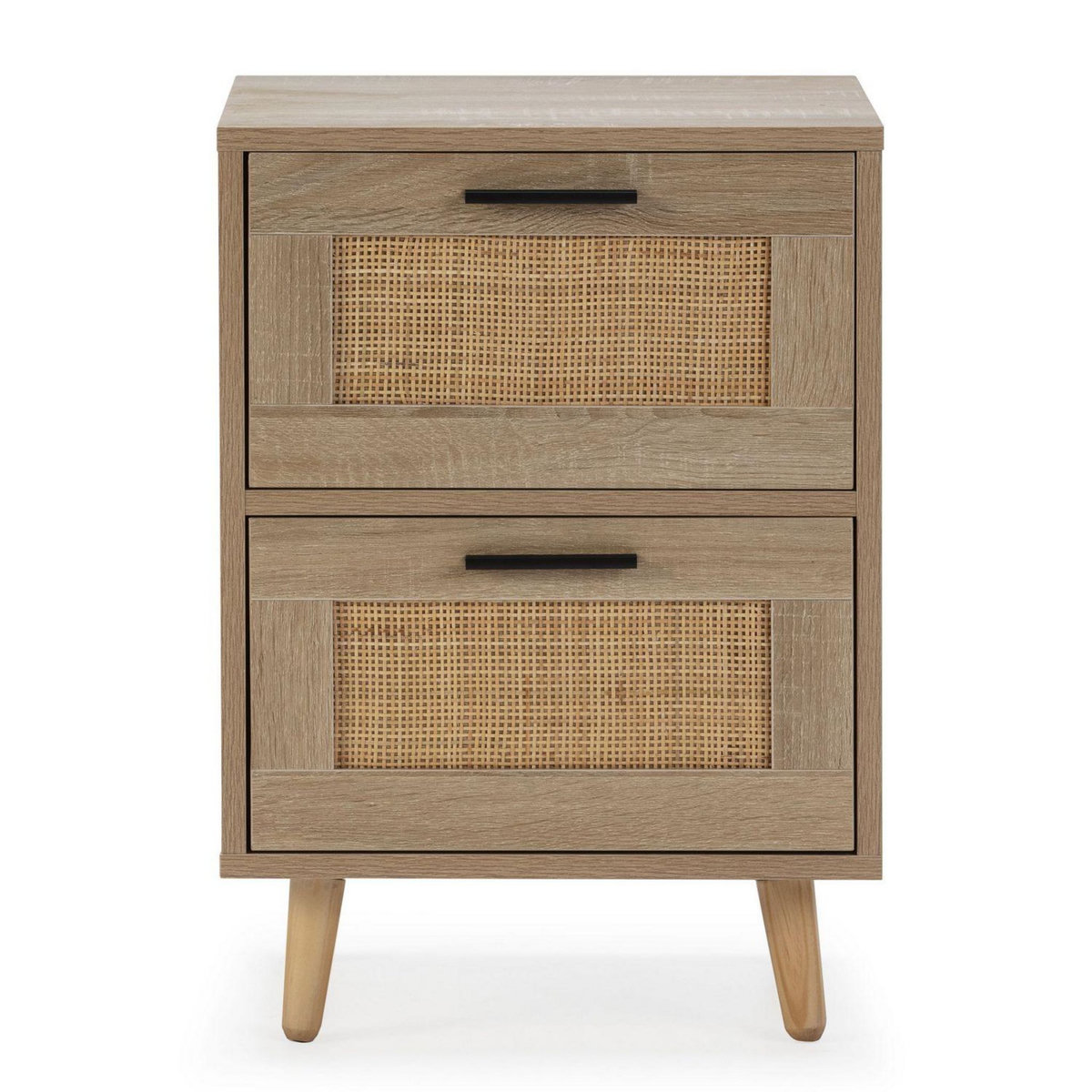 VS VENTA-STOCK Table de chevet Dalia 2 tiroirs couleur chêne, 40 x 34 x 57 cm