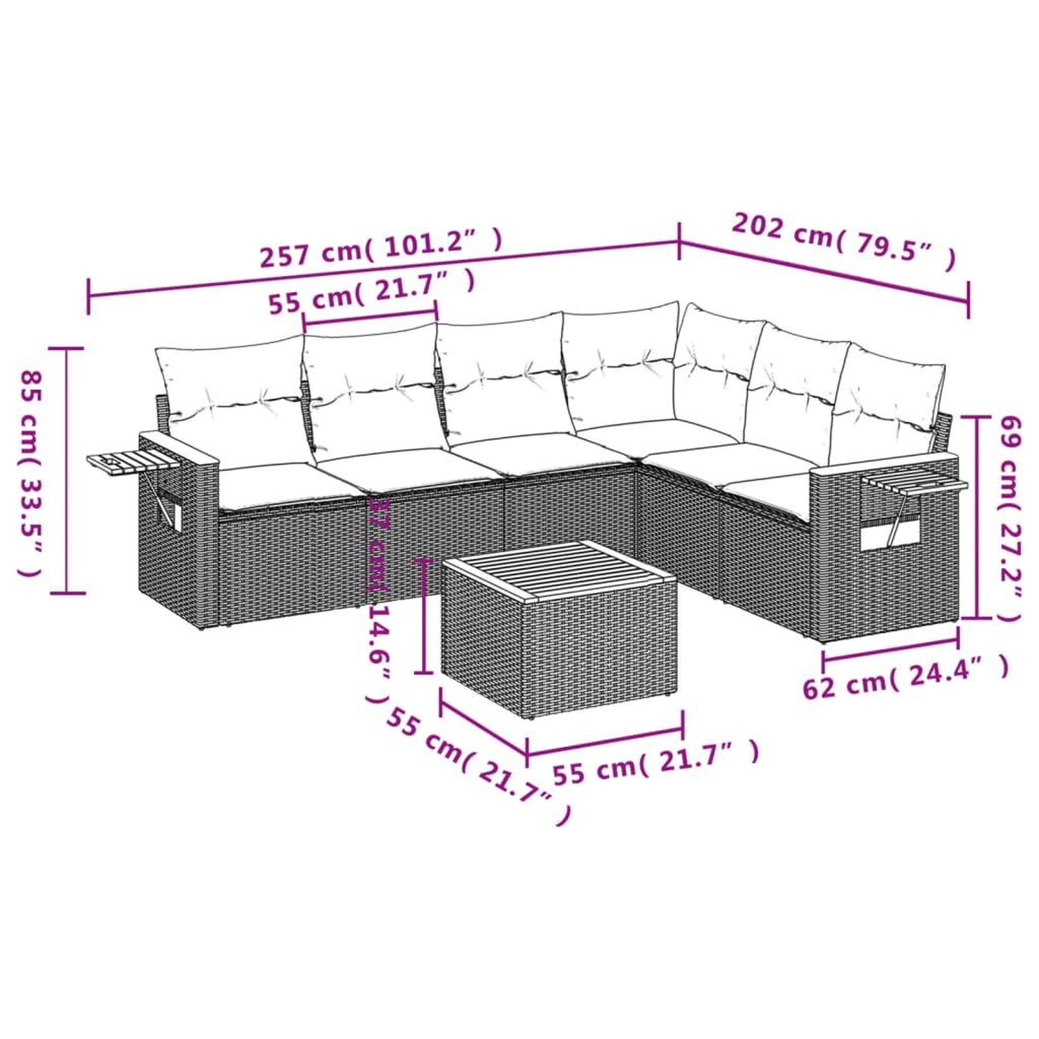 Voir la diapositive 3 : VIDAXL Salon de jardin 7 pcs avec coussins noir resine tressee