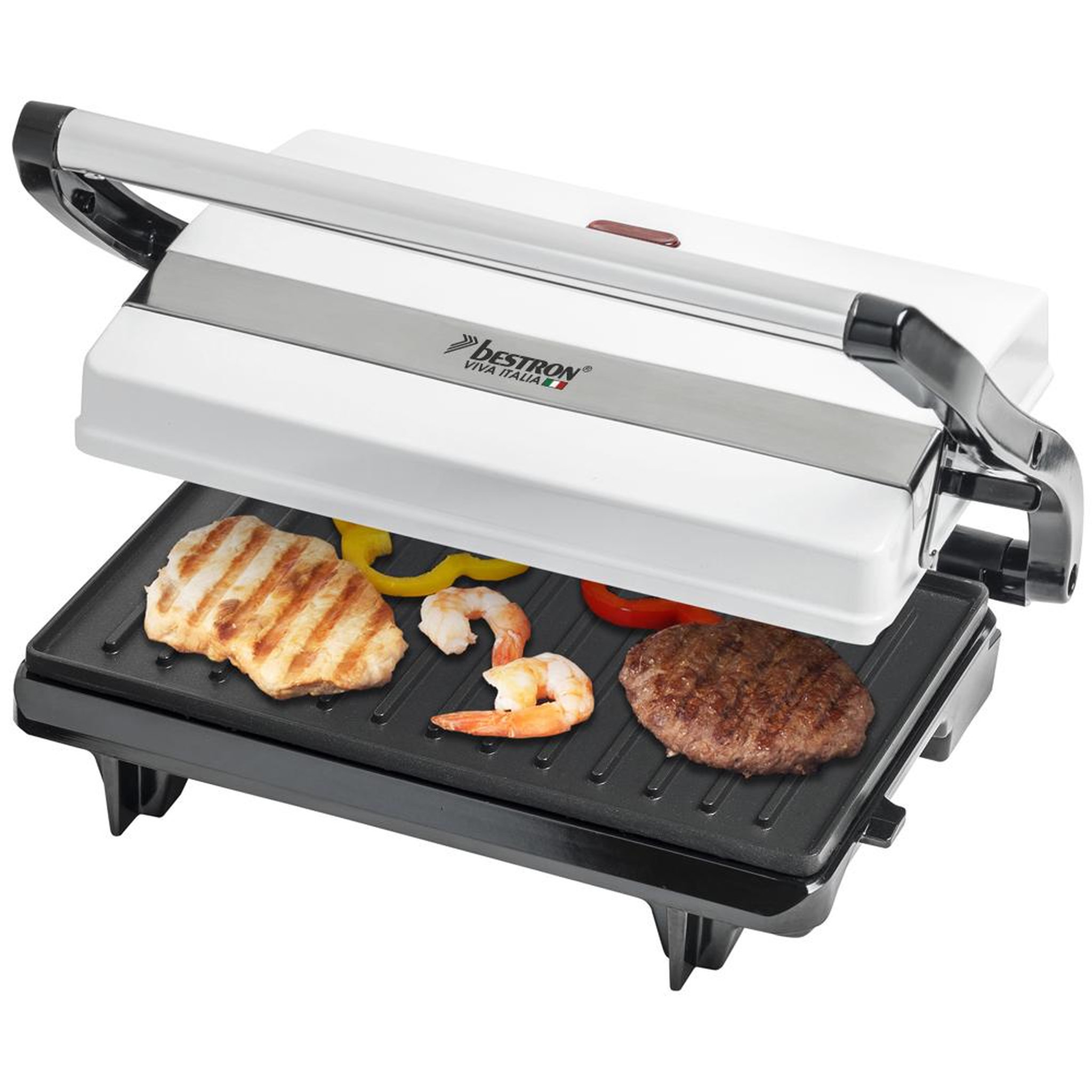Voir la diapositive 4 : Bestron Gril viande et panini 700w blanc - APM123W
