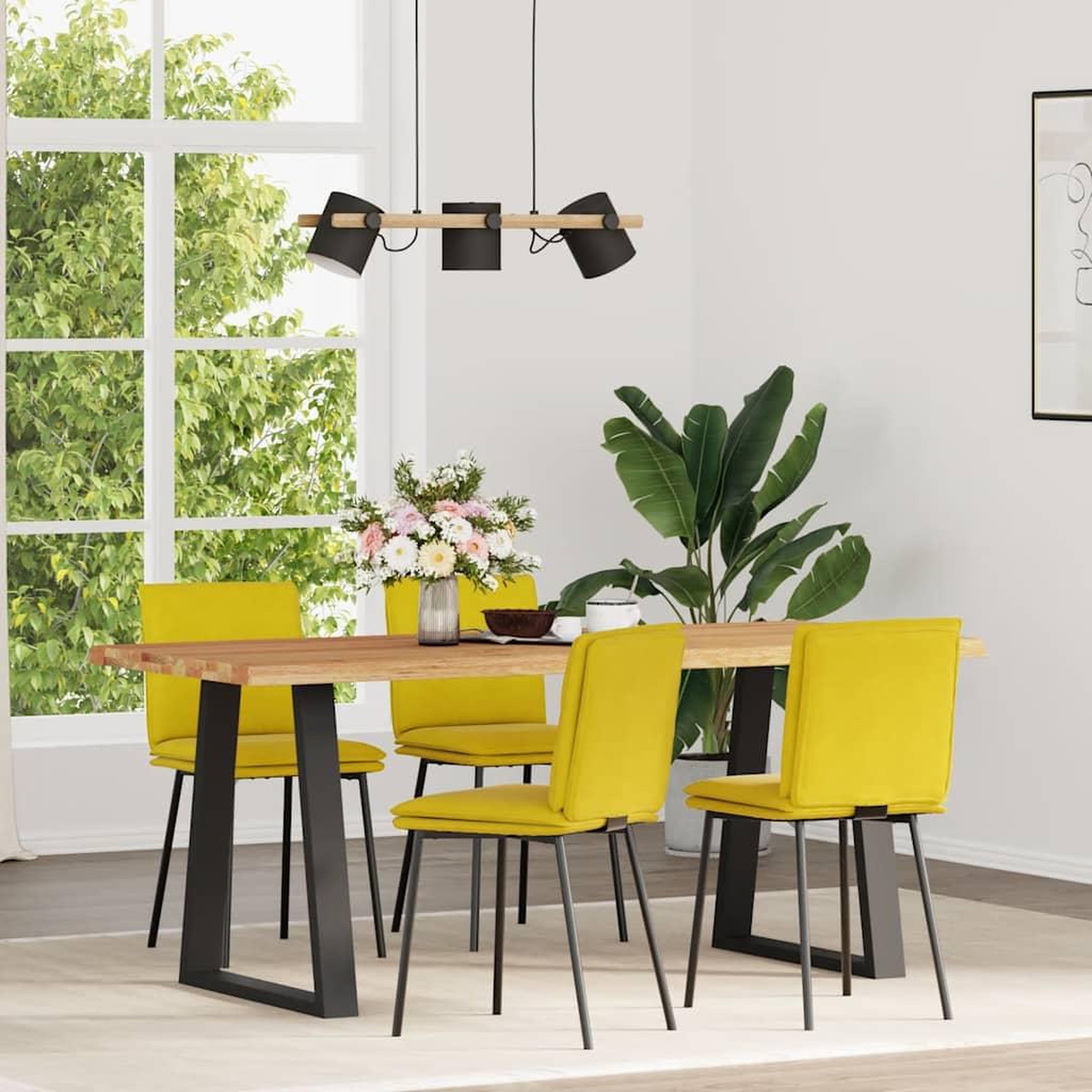 VIDAXL Chaises a manger lot de 4 jaune velours