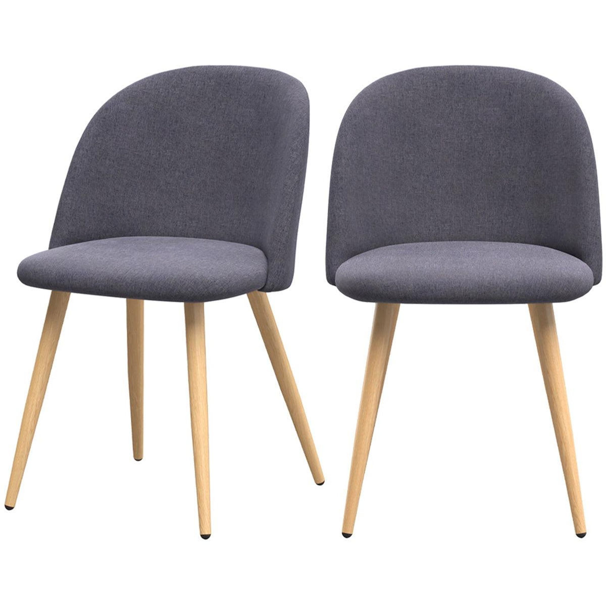 Rendez vous déco Lot de 2 chaises en tissu bleu et pieds en métal effet bois - Cozy