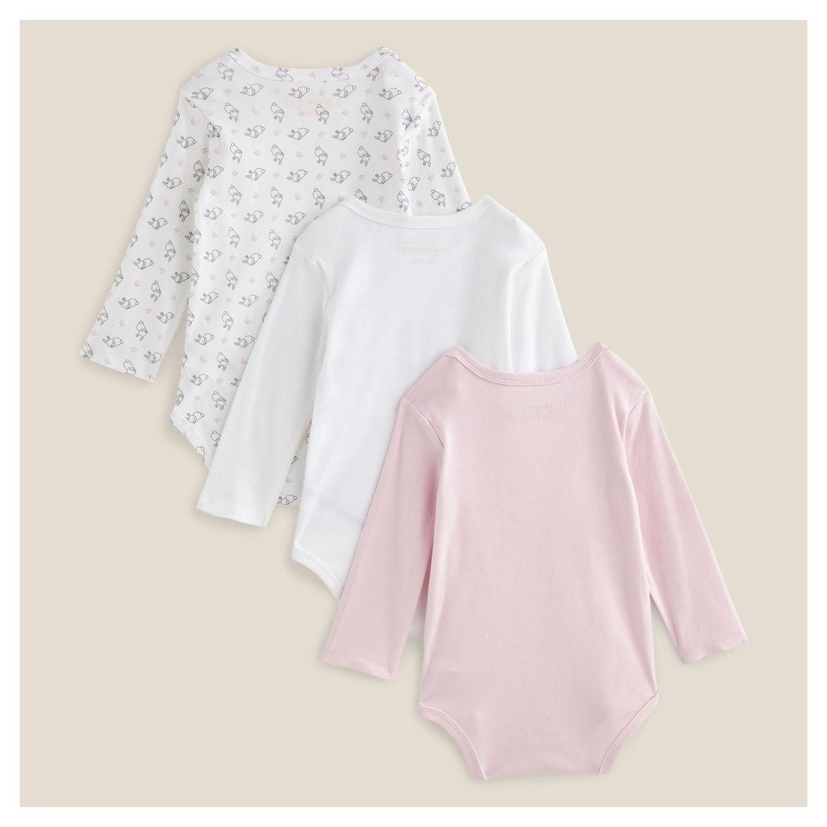 IN EXTENSO Lot de 3 bodies manches longues lapin bébé fille