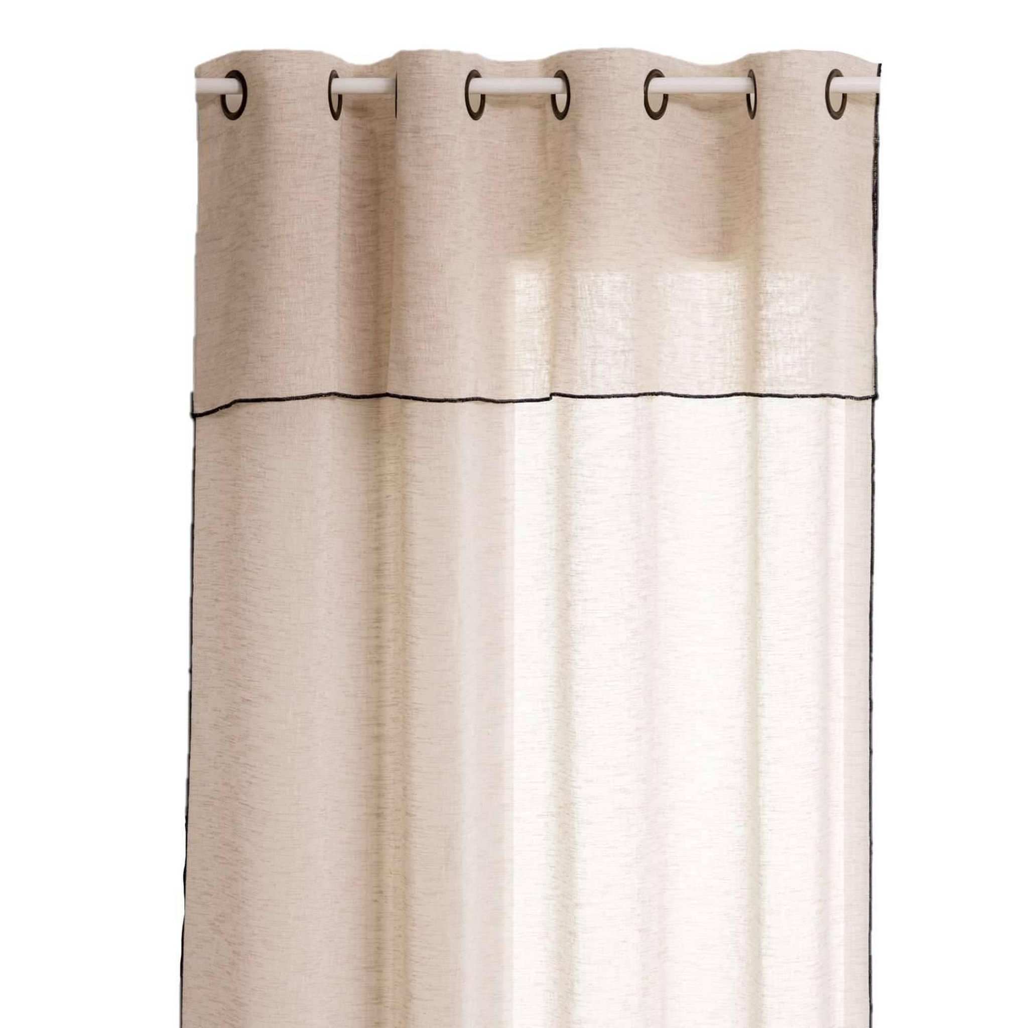 Voir la diapositive 1 : ATMOSPHERA Voilage à volant avec surpiqûre noire - 140 x 240 cm - Beige