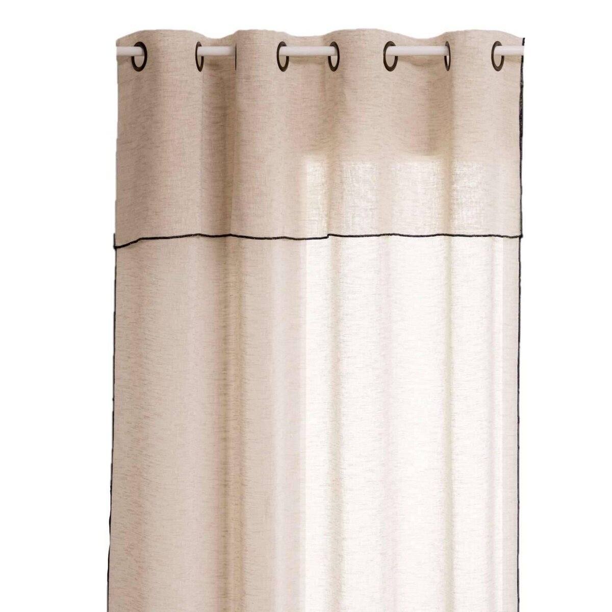 ATMOSPHERA Voilage à volant avec surpiqûre noire - 140 x 240 cm - Beige