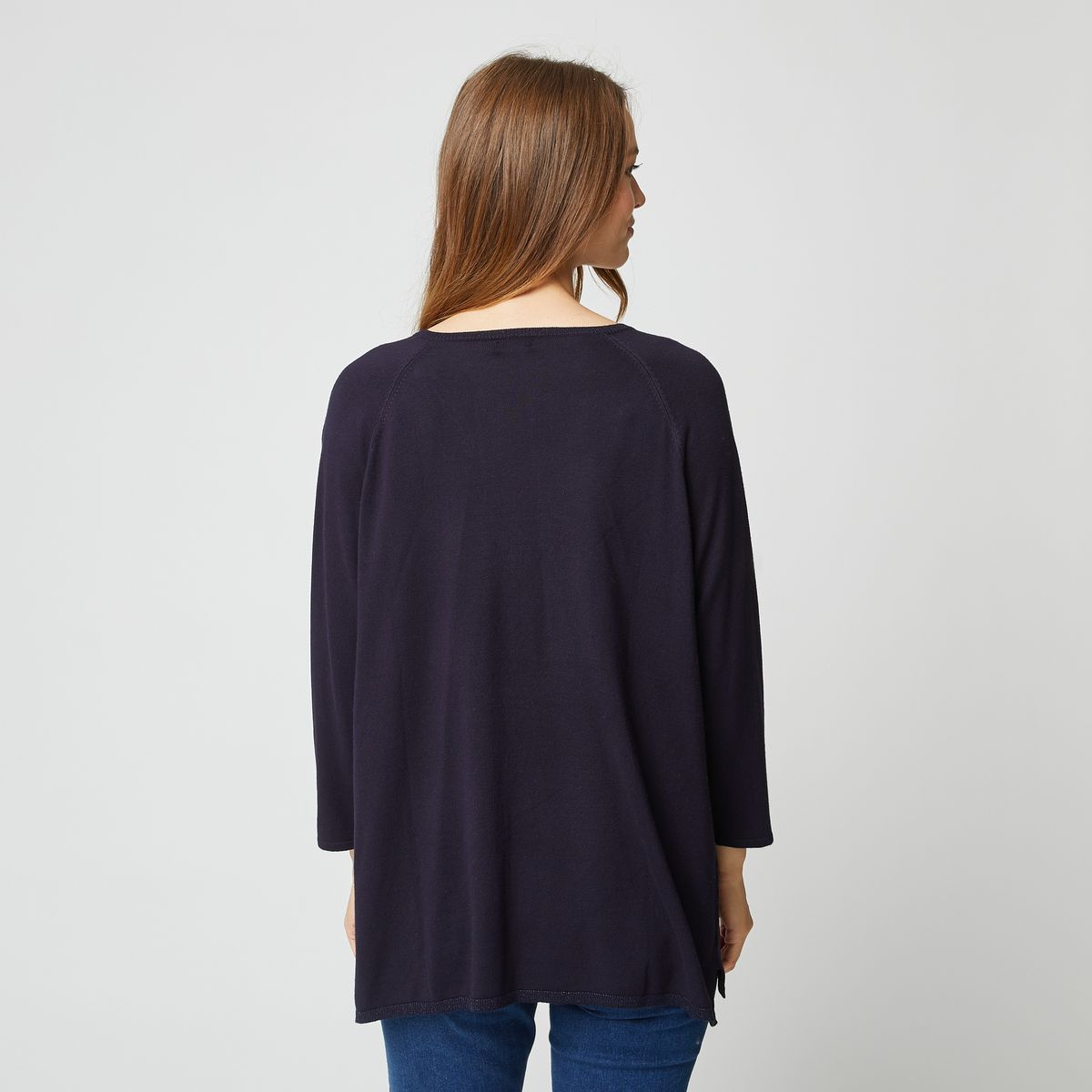 INEXTENSO Pull col v bleu marine grande taille femme