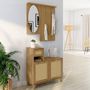 Voir la diapositive 2 : ID MARKET Vestiaire d'entrée avec miroir HANAE effet naturel cannage