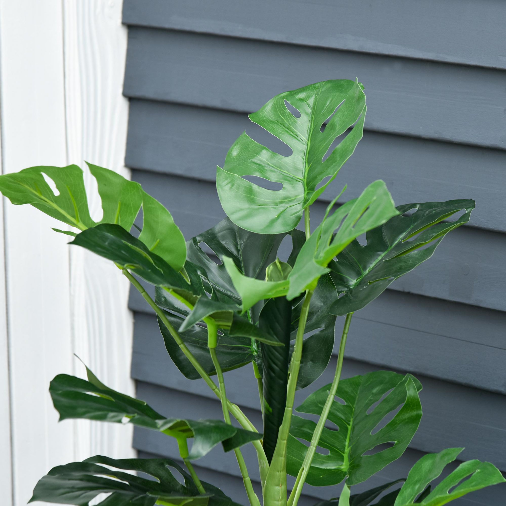 Voir la diapositive 4 : OUTSUNNY Arbre artificiel plante artificielle Monstera H. 100 cm tronc branches lichen feuilles de tortue grand réalisme pot inclus