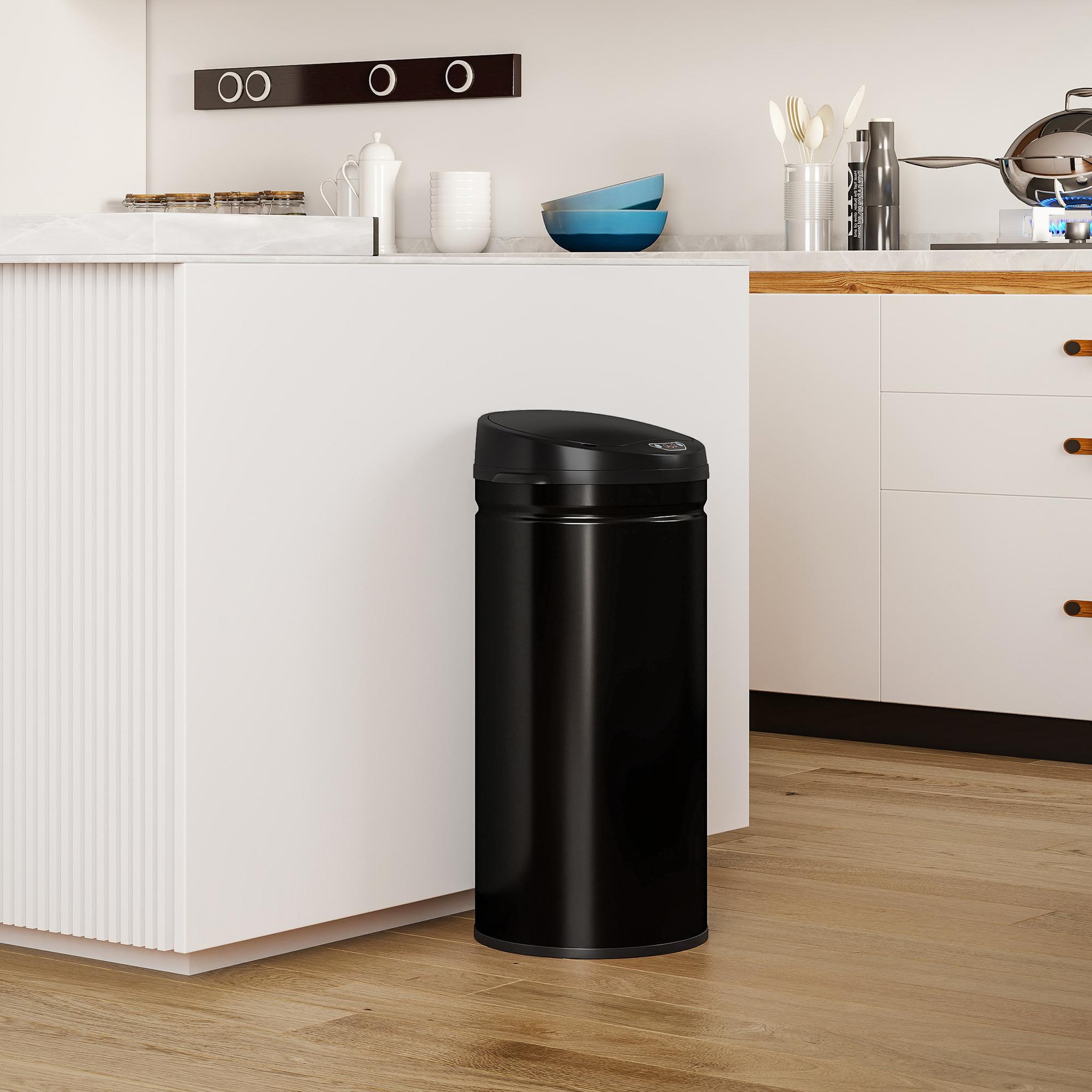 Voir la diapositive 6 : HOMCOM Poubelle automatique 42l capteur de mouvement acier inox