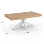 Voir la diapositive 4 : ID MARKET Table basse rectangle ALIX 110 cm pied araignée bois et blanc