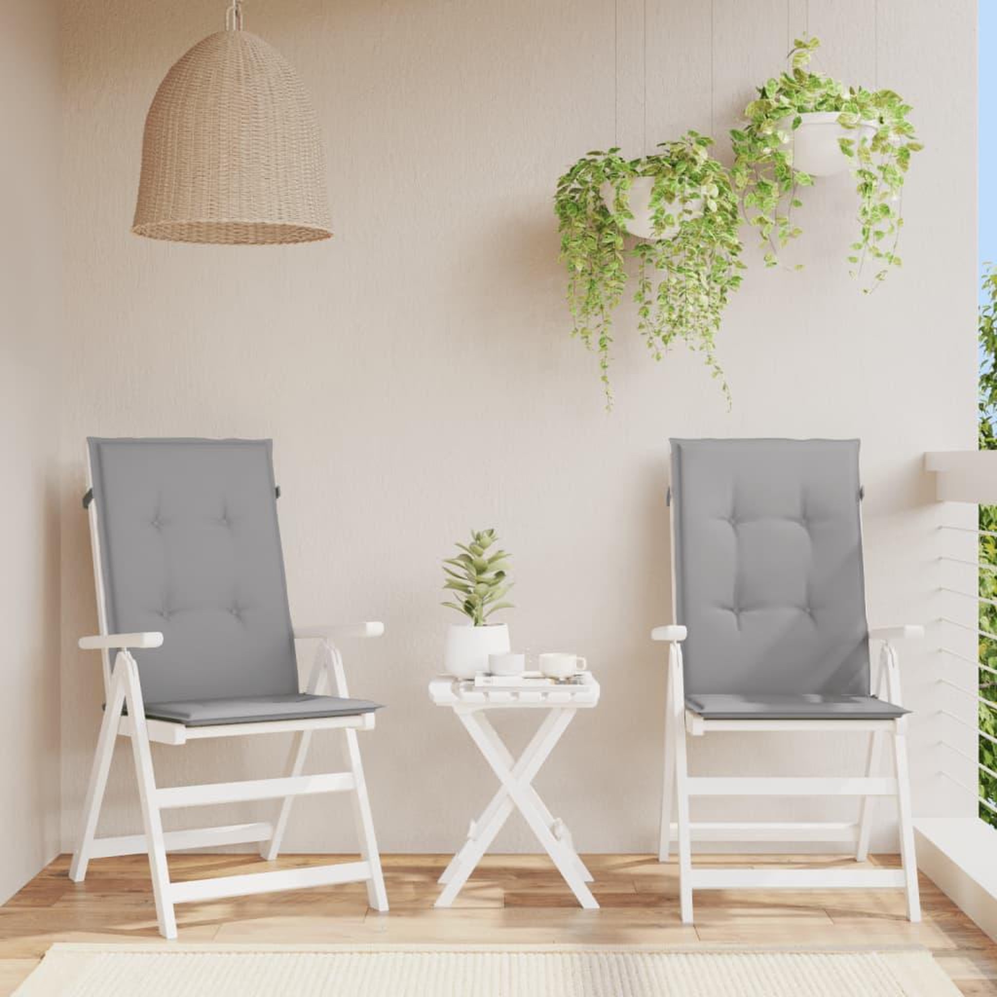 Voir la diapositive 1 : VIDAXL Coussins de chaise de jardin a dossier haut lot de 2 gris tissu