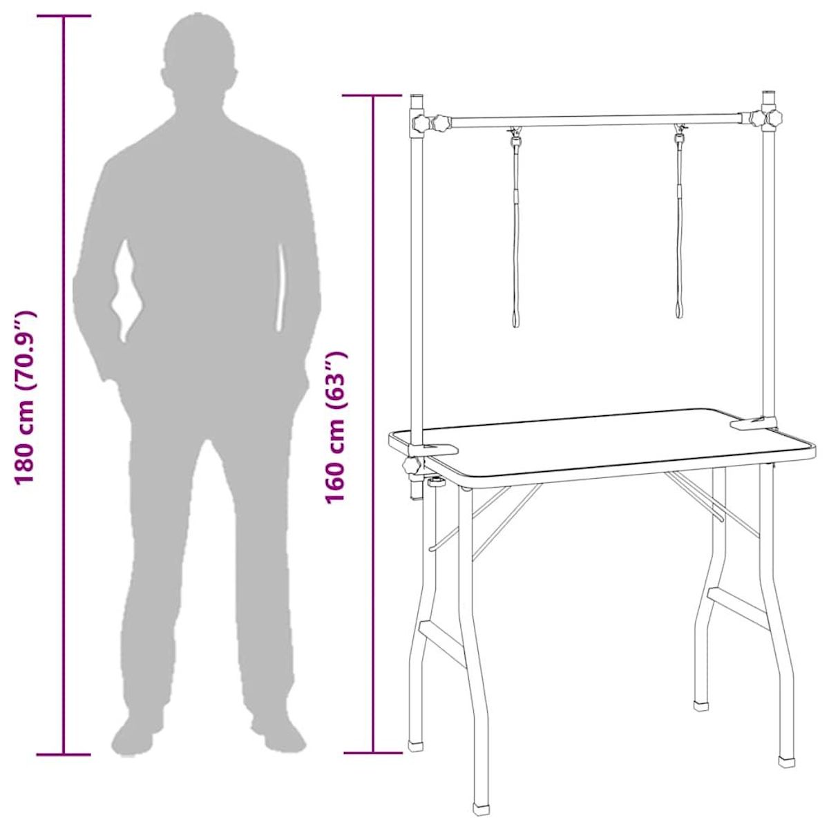 VIDAXL Table de Toilettage Ajustable pour Chiens Chats 2 Potences