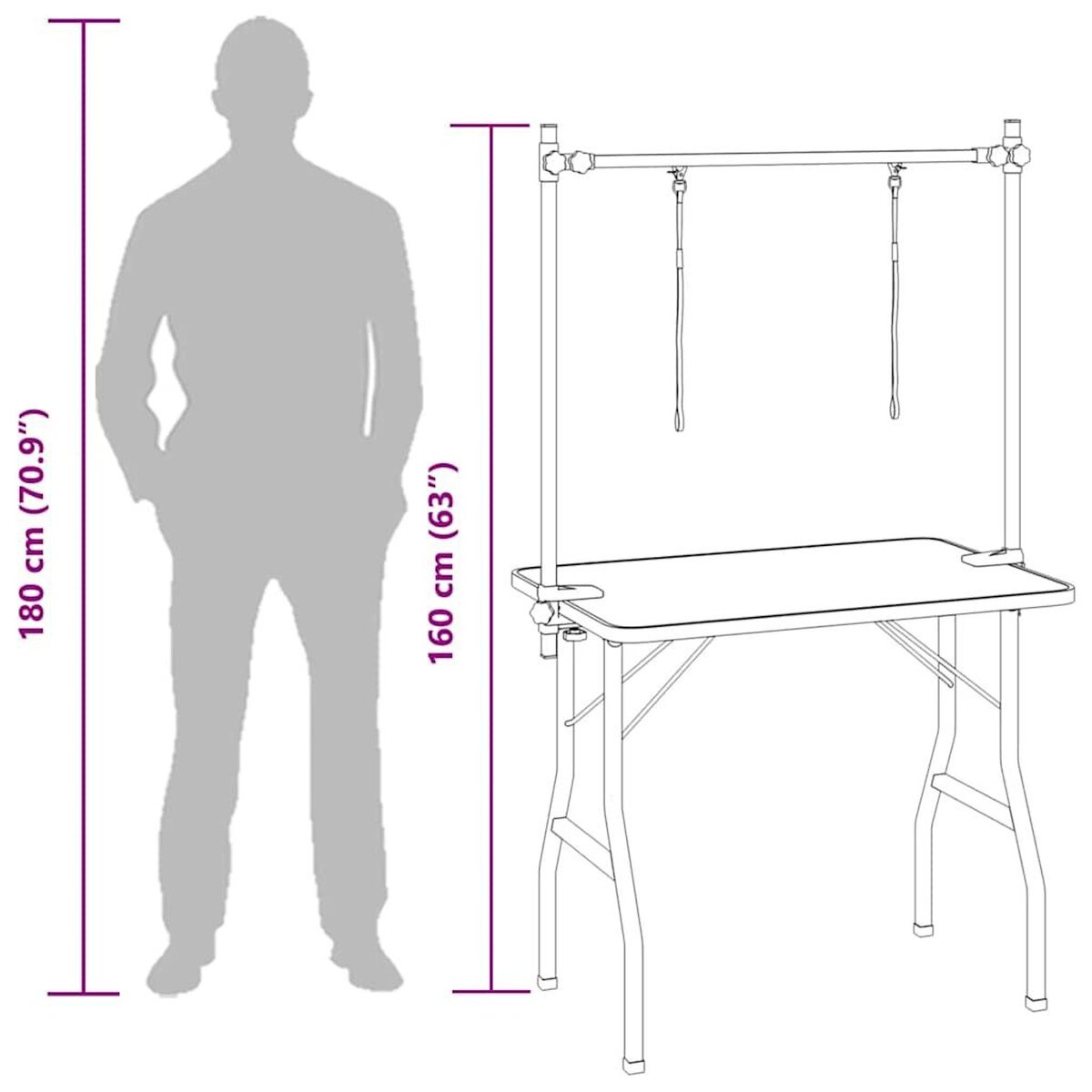 VIDAXL Table de Toilettage Ajustable pour Chiens Chats 2 Potences