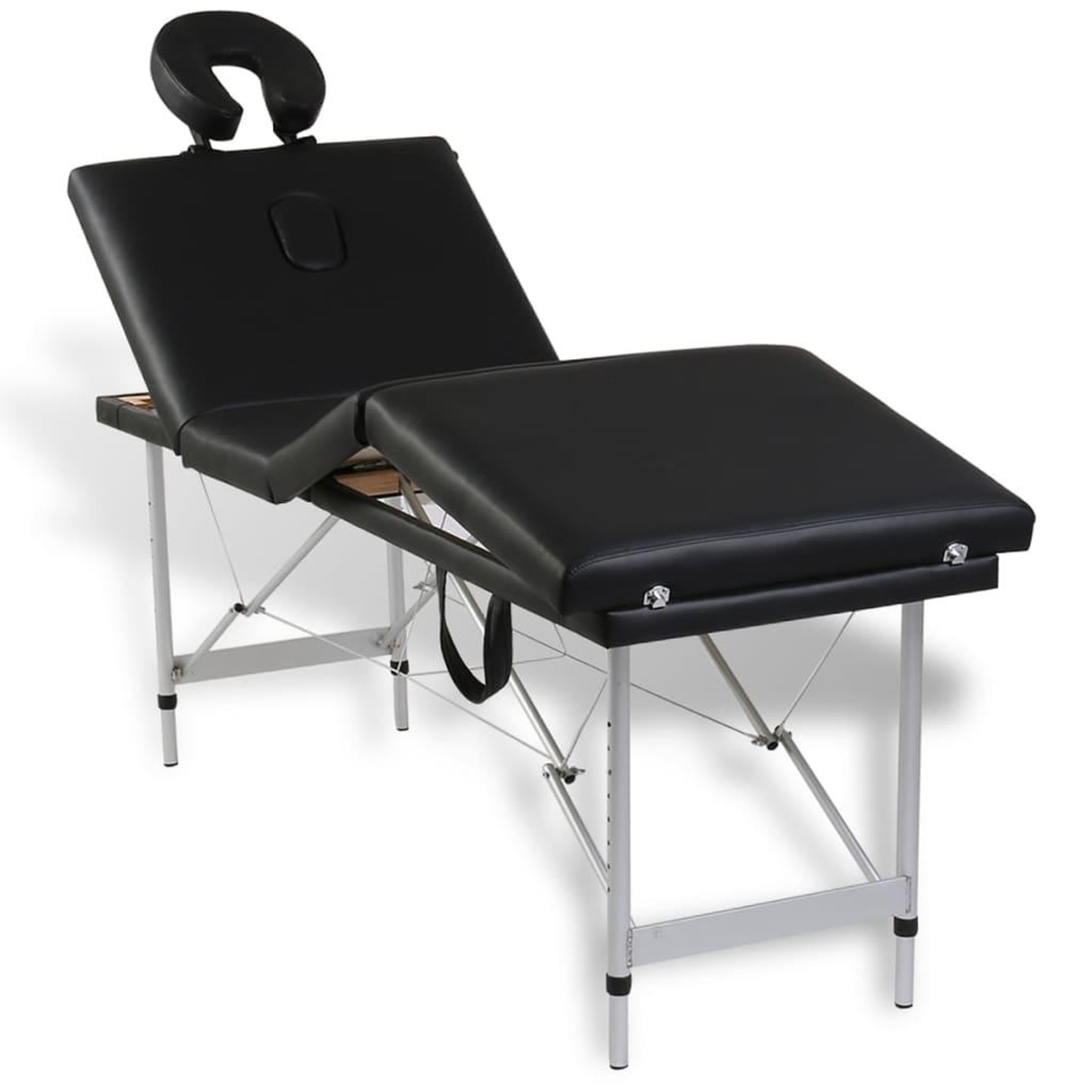 Voir la diapositive 2 : VIDAXL Table de massage pliable Noir 4 zones avec cadre en aluminium