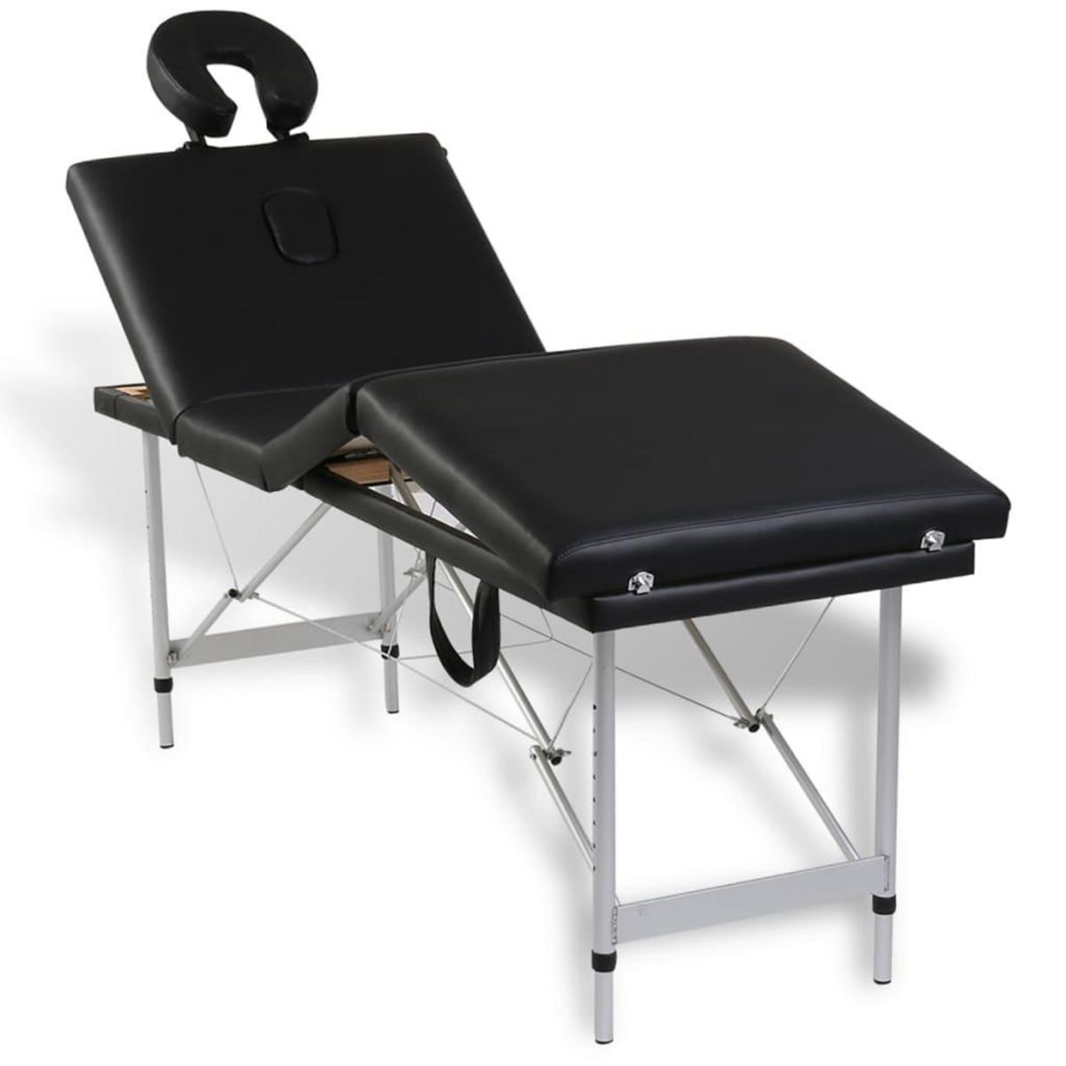 VIDAXL Table de massage pliable Noir 4 zones avec cadre en aluminium
