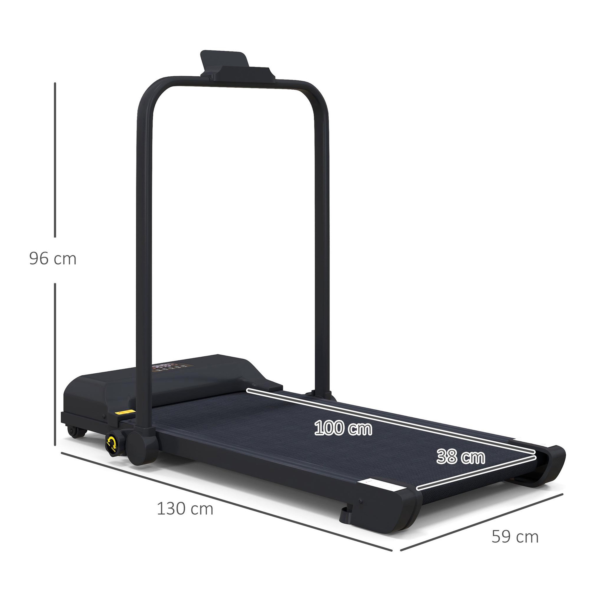 Voir la diapositive 3 : HOMCOM Tapis de course pliable 10 km/h max. 38x100 cm télécommande écran led multifonction