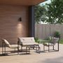 Voir la diapositive 2 : OUTSUNNY Salon de jardin 4 personnes - 4 pièces, 3 coussins - acier époxy noir polyester beige
