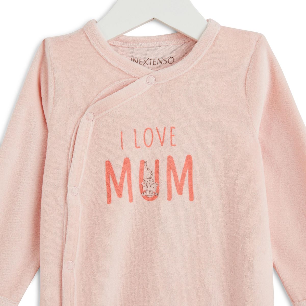 IN EXTENSO Dors bien + bonnet velours "i love MUM" bébé fille