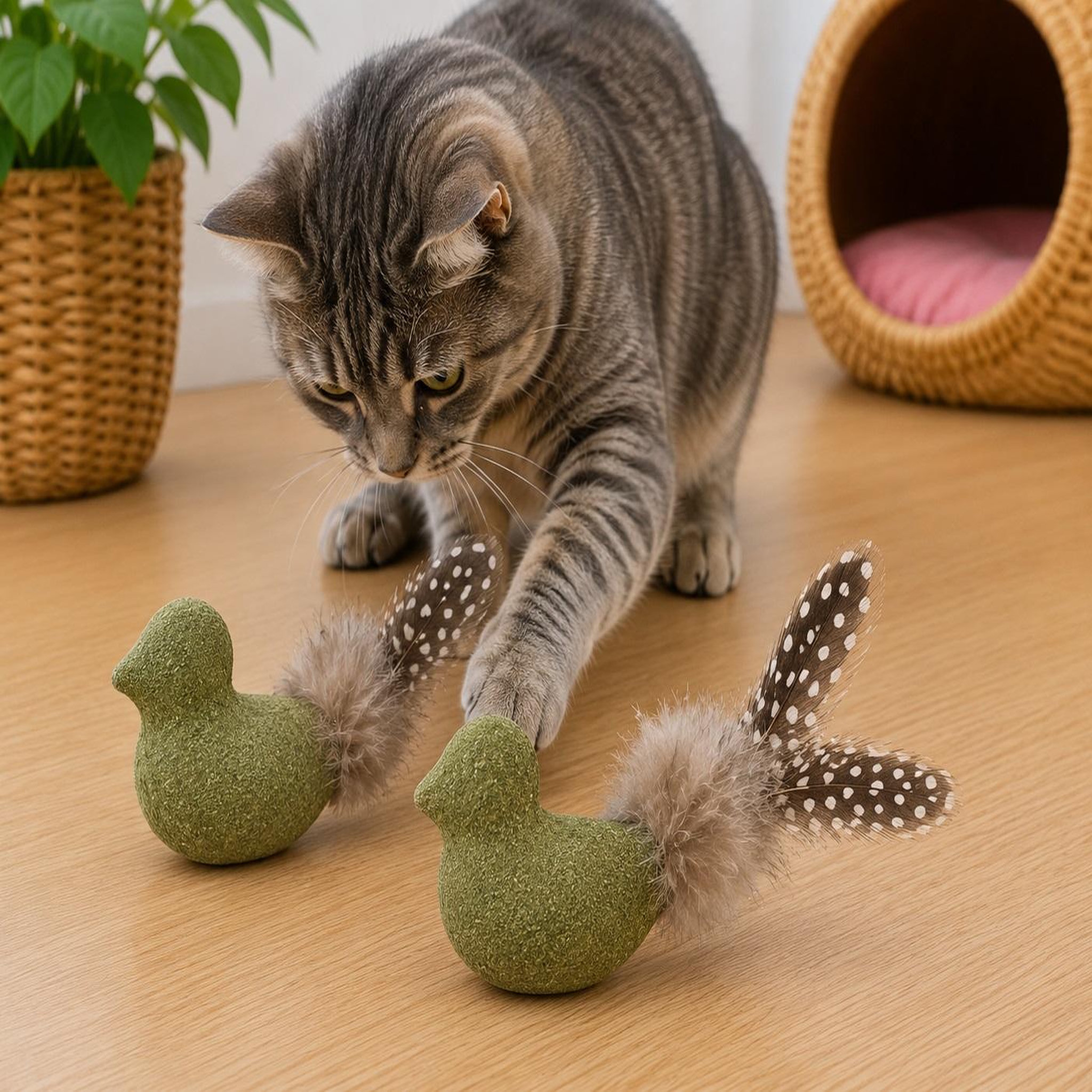 Voir la diapositive 2 : Eden Jouet oiseau katti en cataire avec plumes pour chat