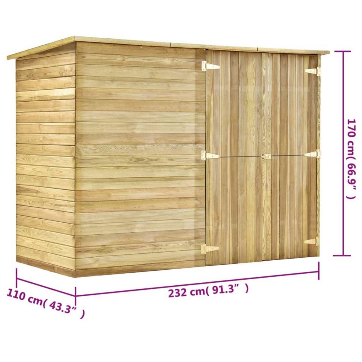 VIDAXL Abri a velo de jardin 232x110x170 cm Bois de pin impregne