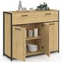 Voir la diapositive 4 : ID MARKET Buffet 100 cm DETROIT 3 portes et 1 tiroir design industriel