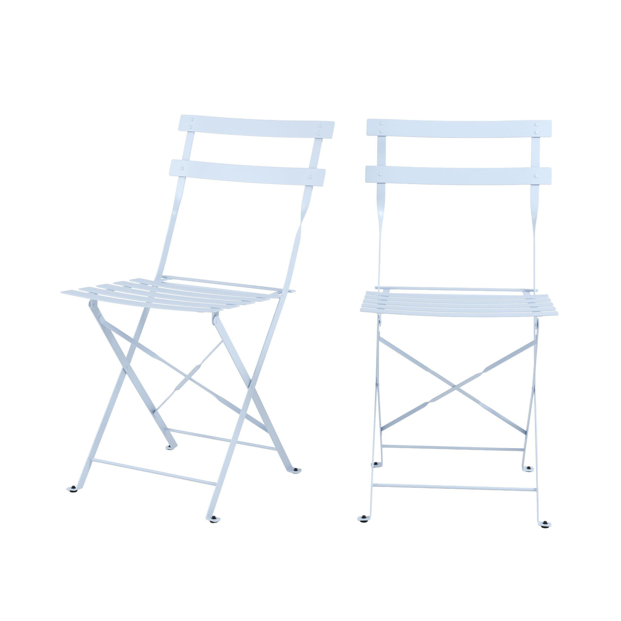 MAISON PAVANE Lot de 2 chaises de jardin en métal bleu pastel, pliantes-kayla