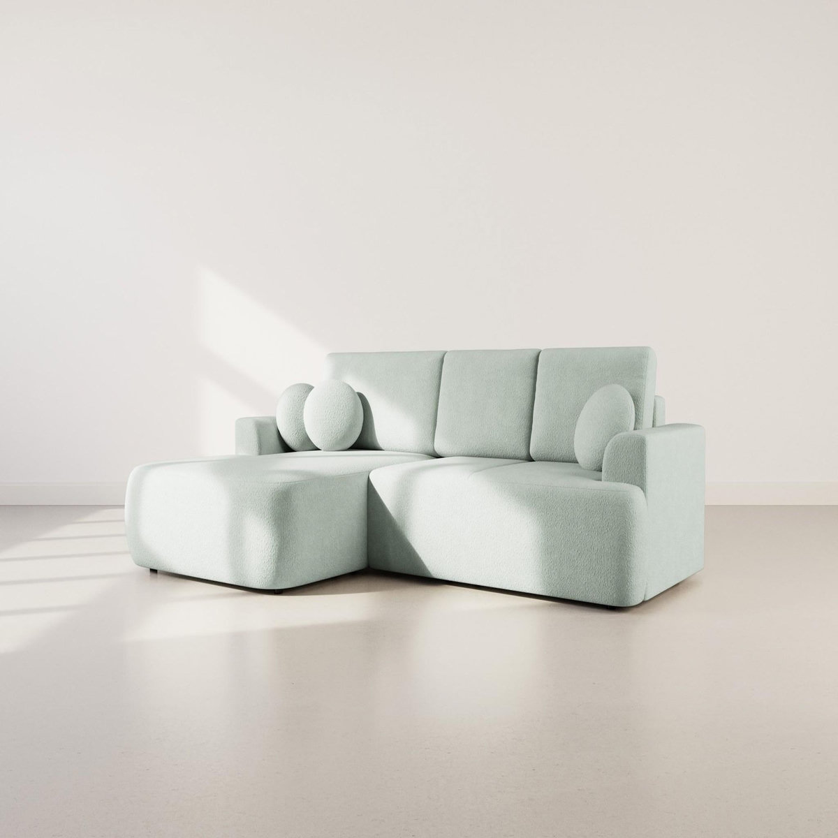 BEST MOBILIER Candela - canapé d'angle gauche 4 places - convertible avec coffre - en tissu bouclette