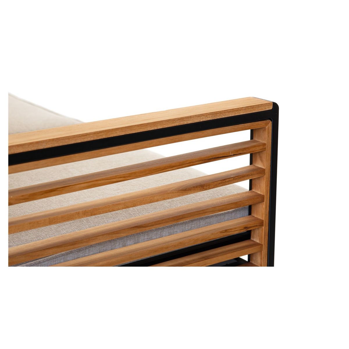 JARDILINE Salon bas de jardin - 5 places - Teck/Aluminium - Beige/Noir - MARTINIQUE