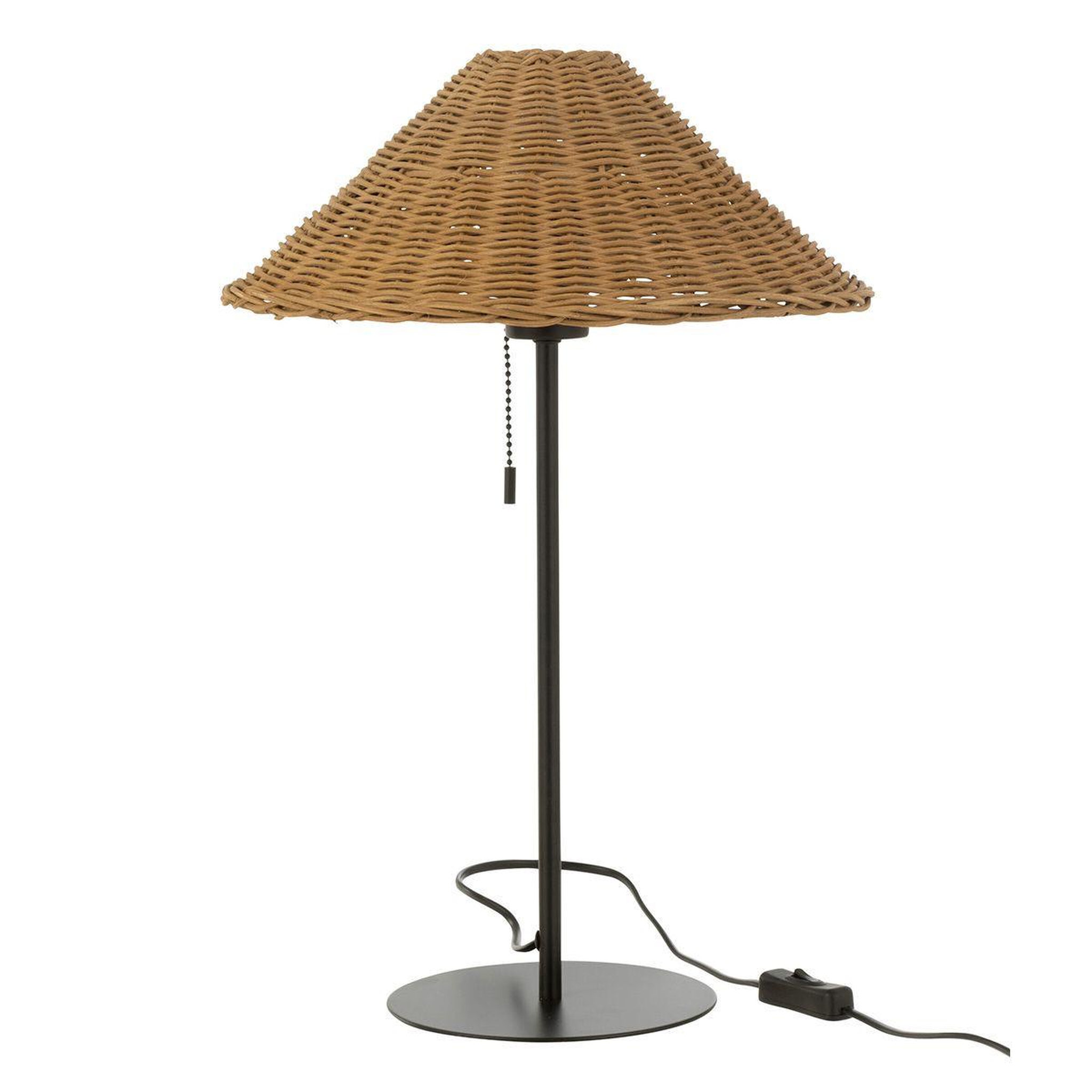 J-LINE Lampe à poser en rotin  preston  50cm naturel & noir