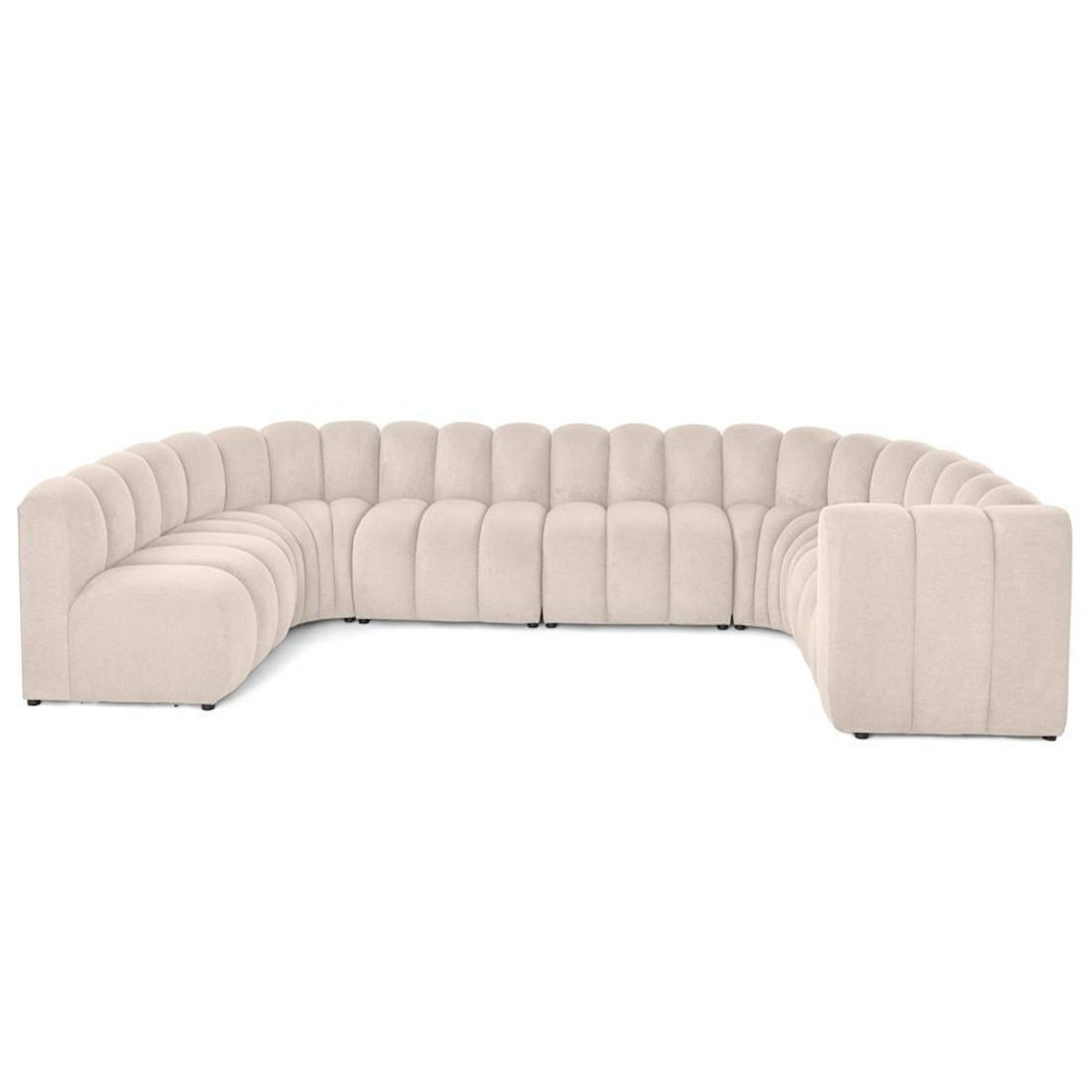 LISA DESIGN Debbie - canapé modulable panoramique d'angle gauche 7 places en tissu texturé