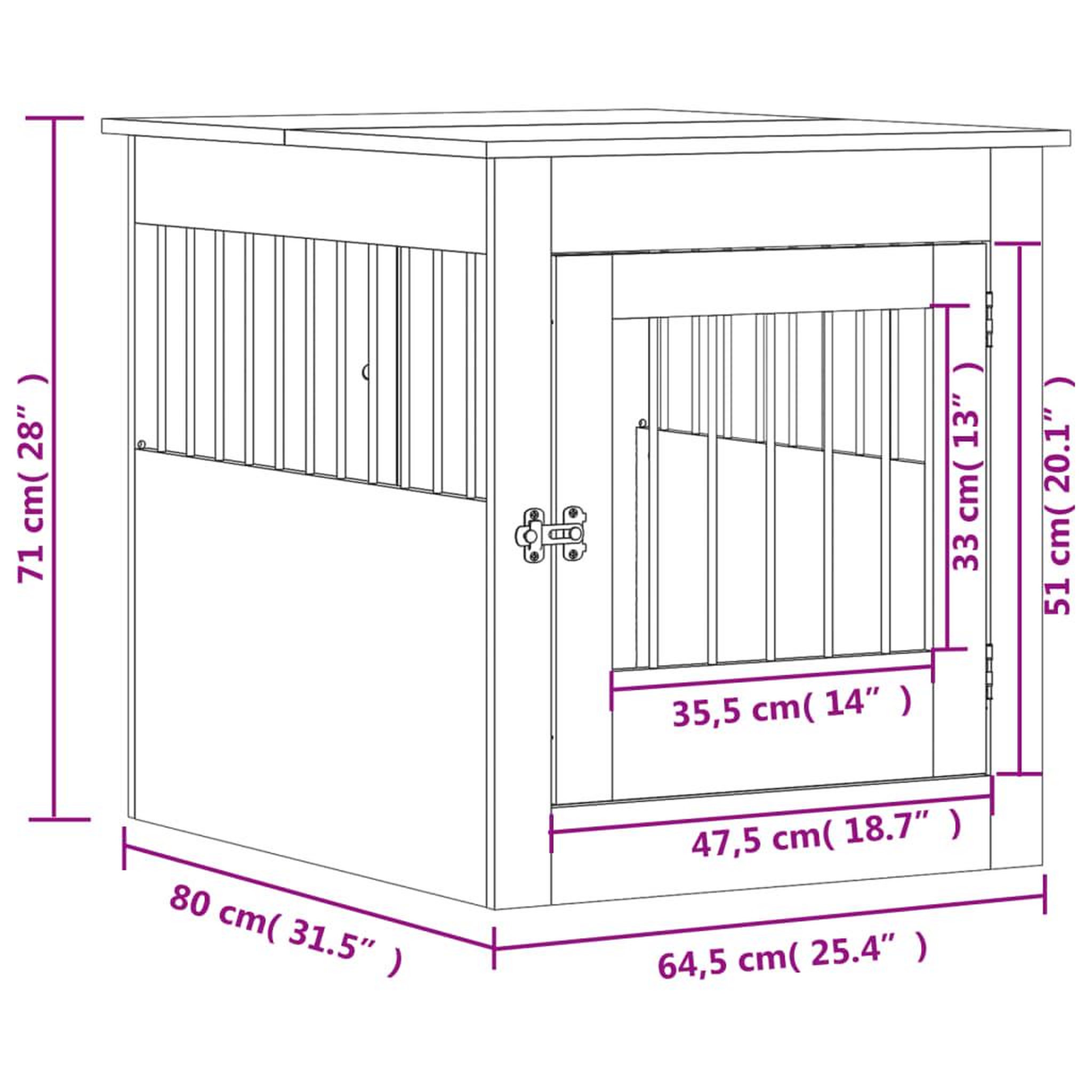 Voir la diapositive 6 : VIDAXL Meuble de cage pour chiens chene marron 64,5x80x71 cm