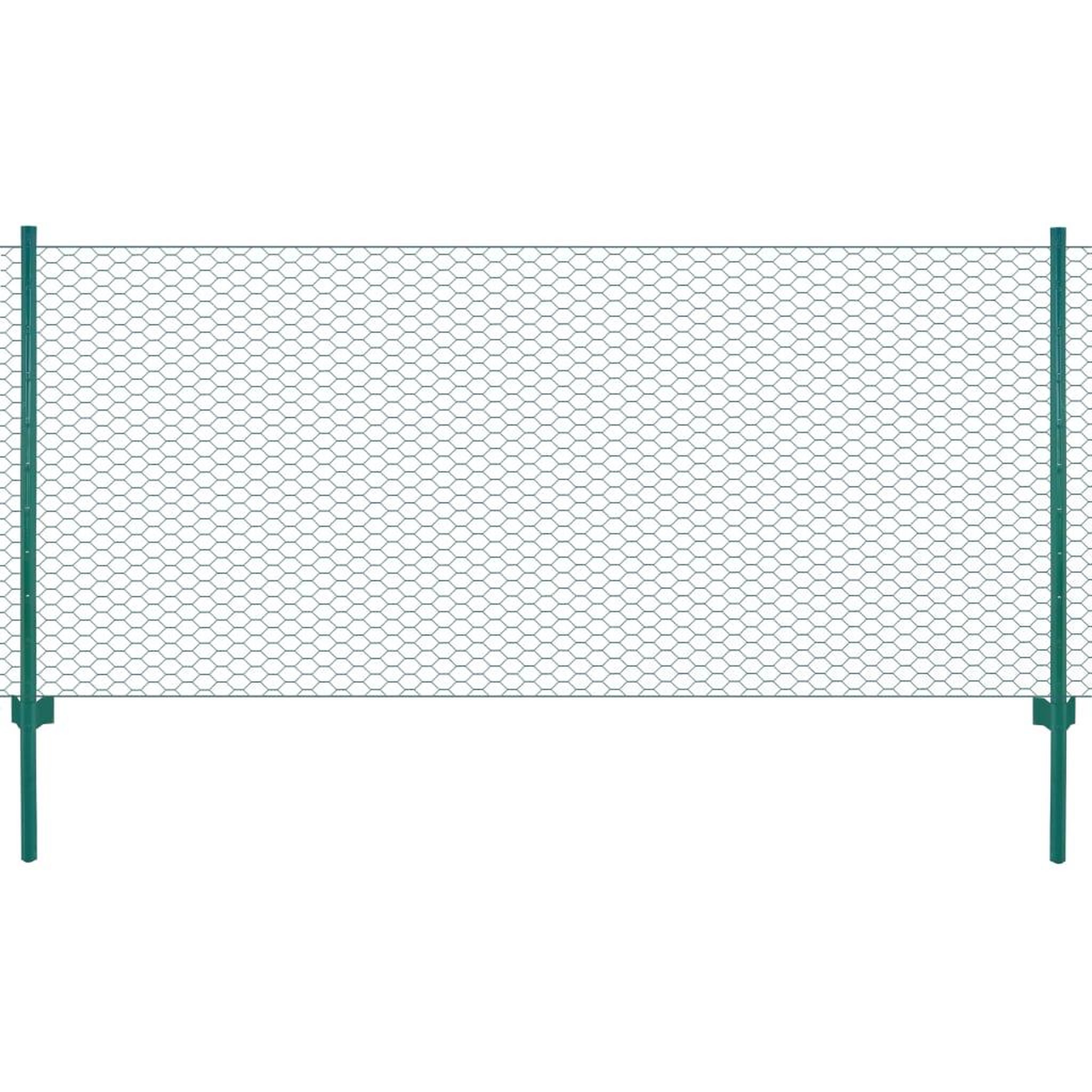 VIDAXL Cloture en grillage metallique avec poteaux Acier 25x0,5 m Vert