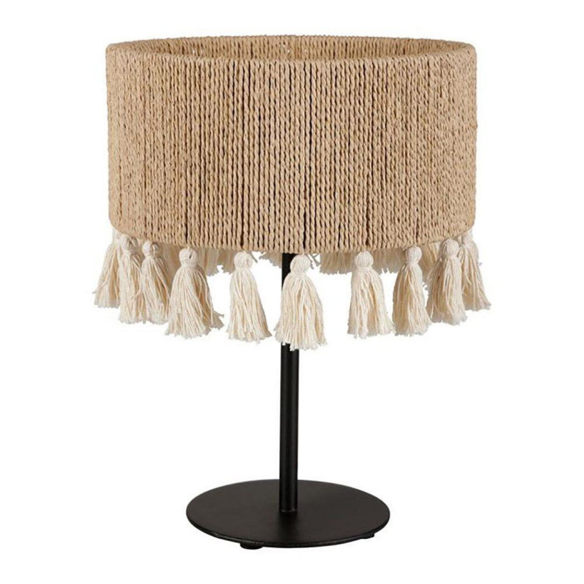 OSTARIA Lampe métal coton Charlotte noire beige