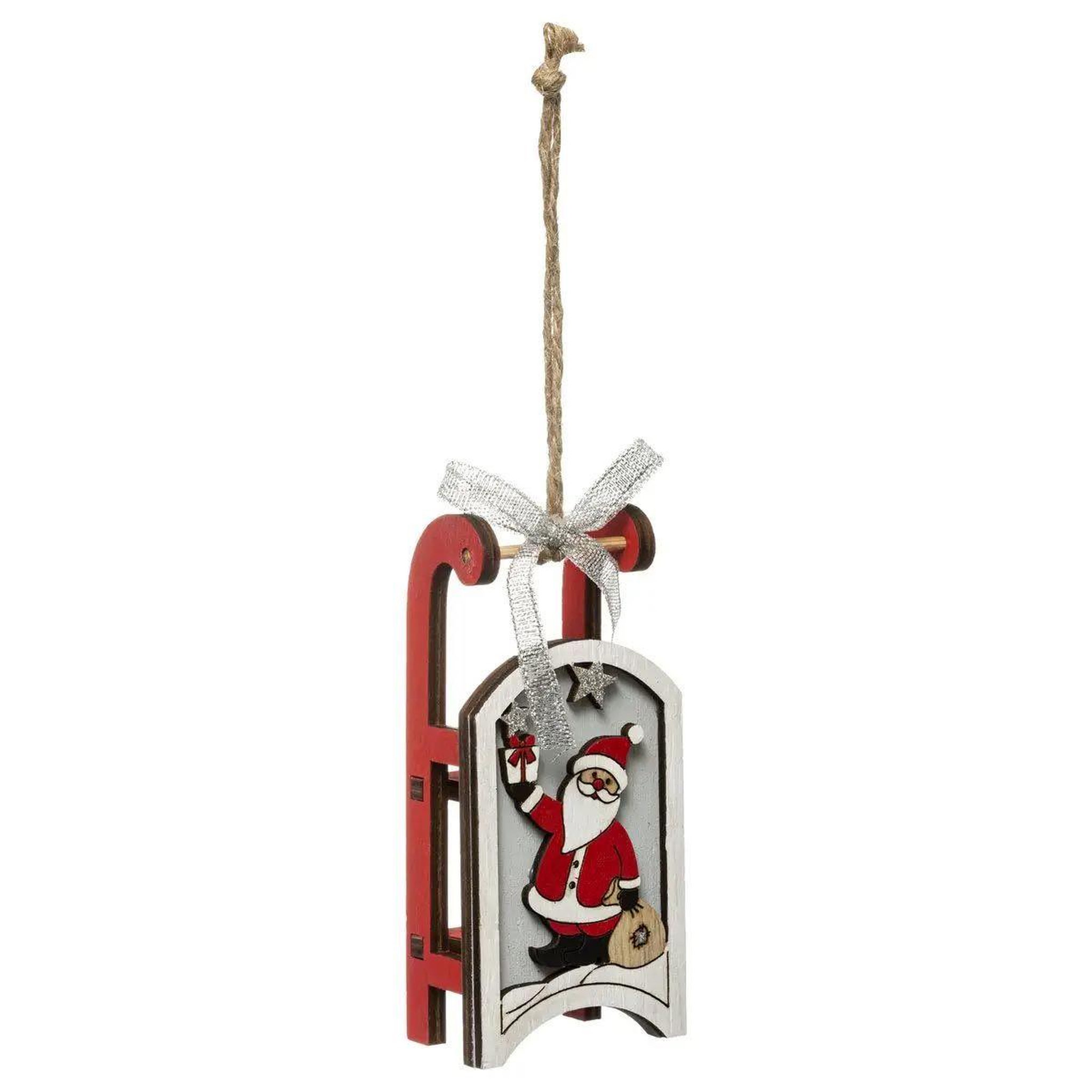 ATMOSPHERA Sujet de noël  luge traîneau  11cm rouge & gris