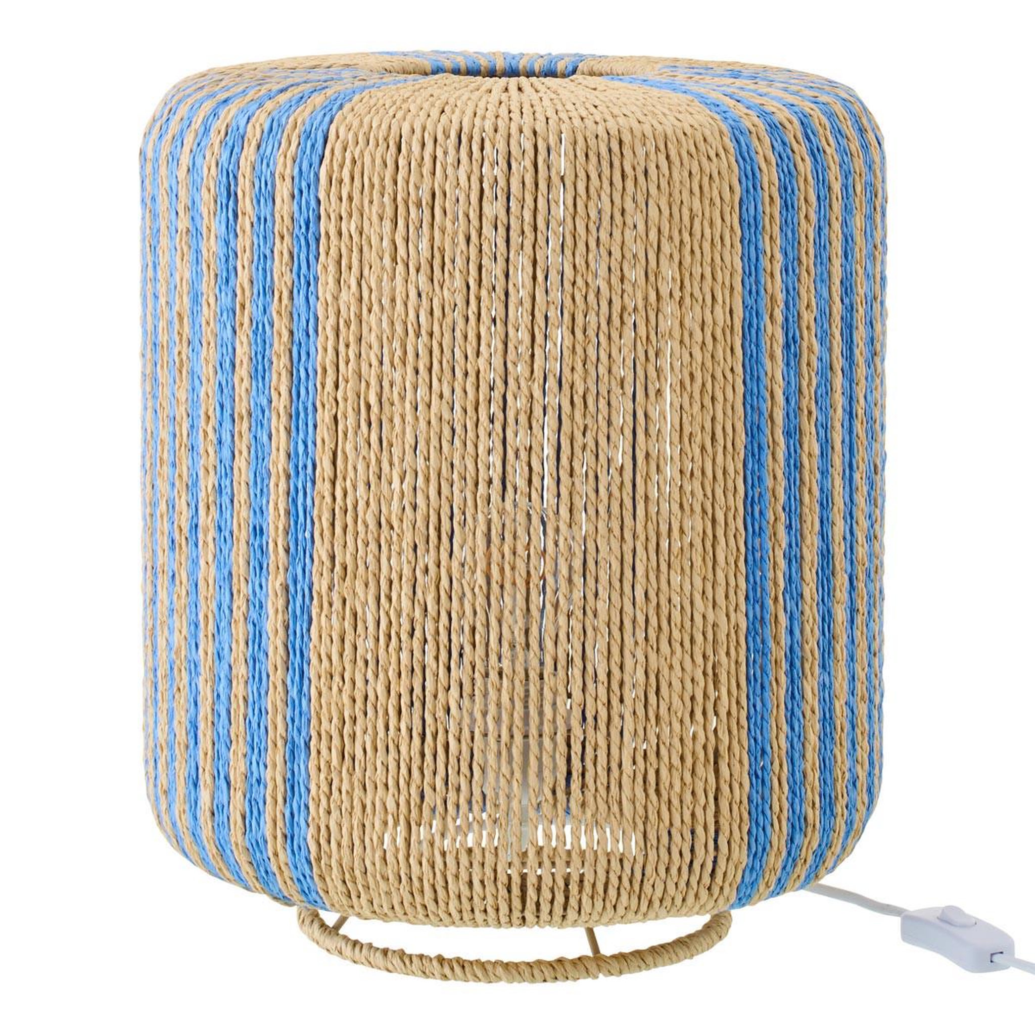 J-LINE Lampe à poser corde  chase  39cm bleu & naturel