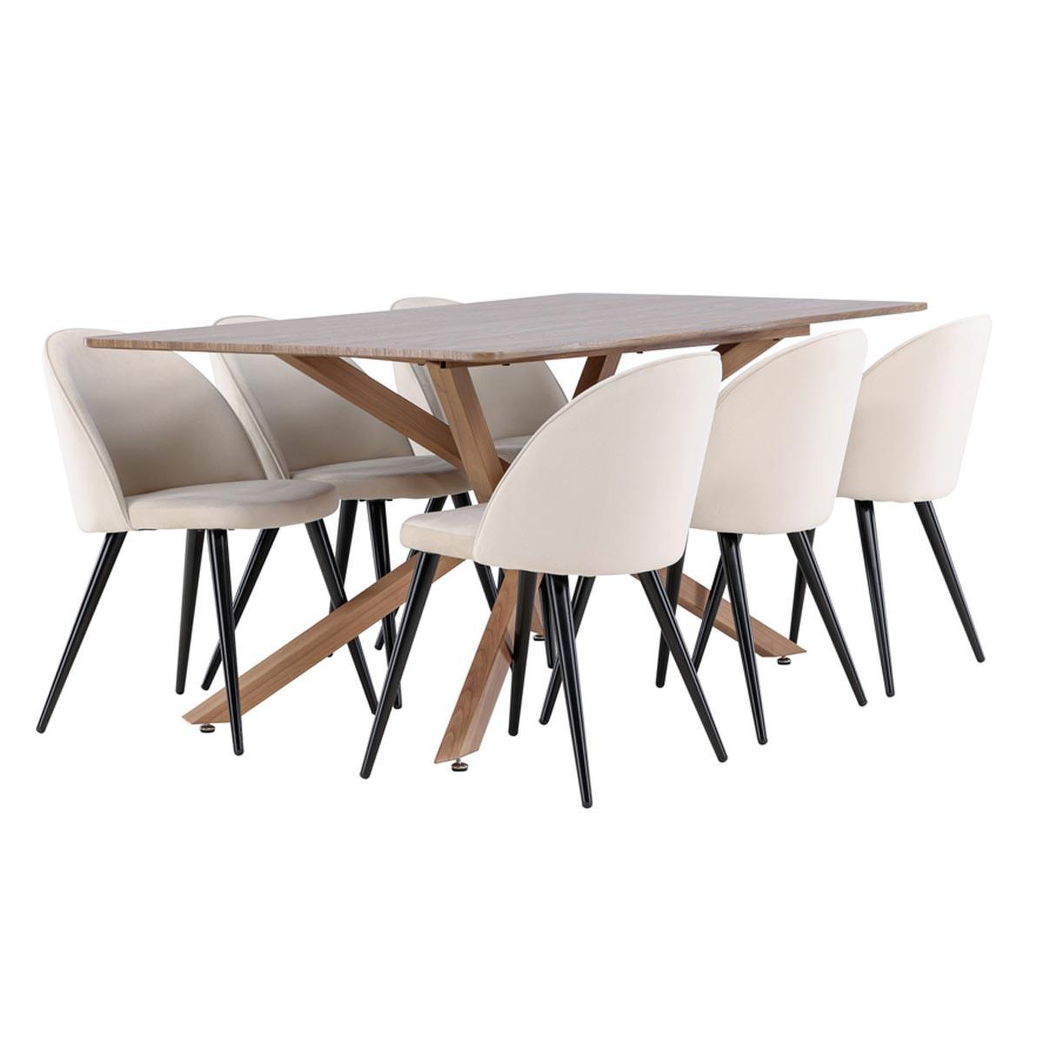 Paris Prix Ensemble table à manger & 6 chaises  piazza  180cm naturel & beige